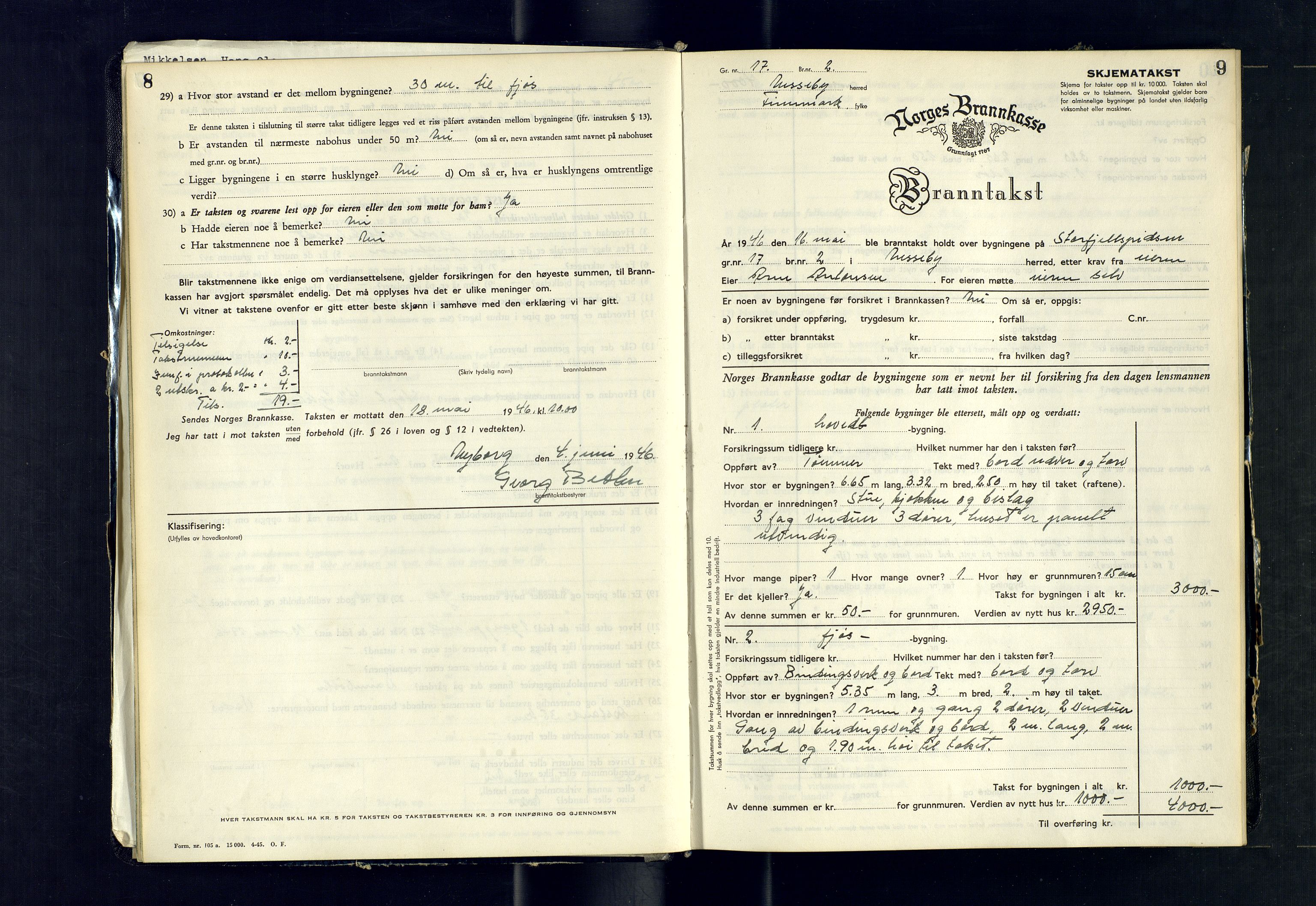 Lensmannen i Nesseby, AV/SATØ-S-1147/O/Ob/L0047: Branntakstprotokoll, 1946-1953