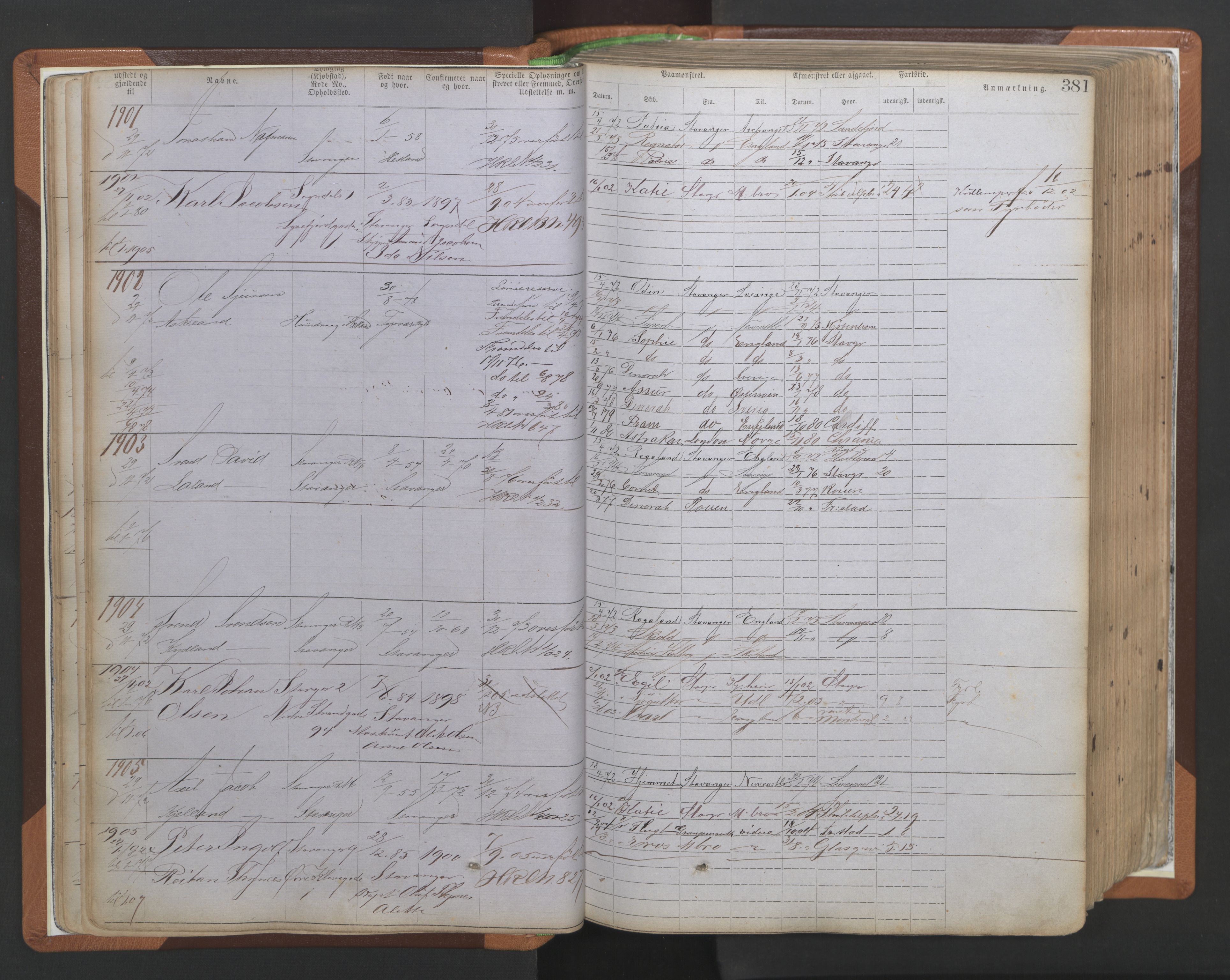 Stavanger sjømannskontor, AV/SAST-A-102006/F/Ff/L0009: Annotasjonsrulle, patentnr. 1805-3605 (dublett), 1872-1900, s. 24