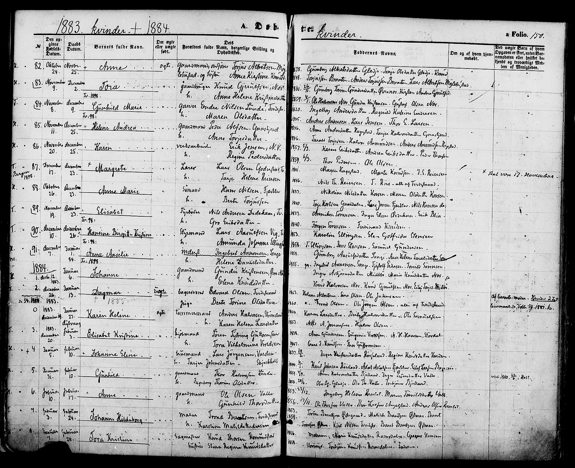 Holt sokneprestkontor, AV/SAK-1111-0021/F/Fa/L0010: Ministerialbok nr. A 10, 1872-1885, s. 150