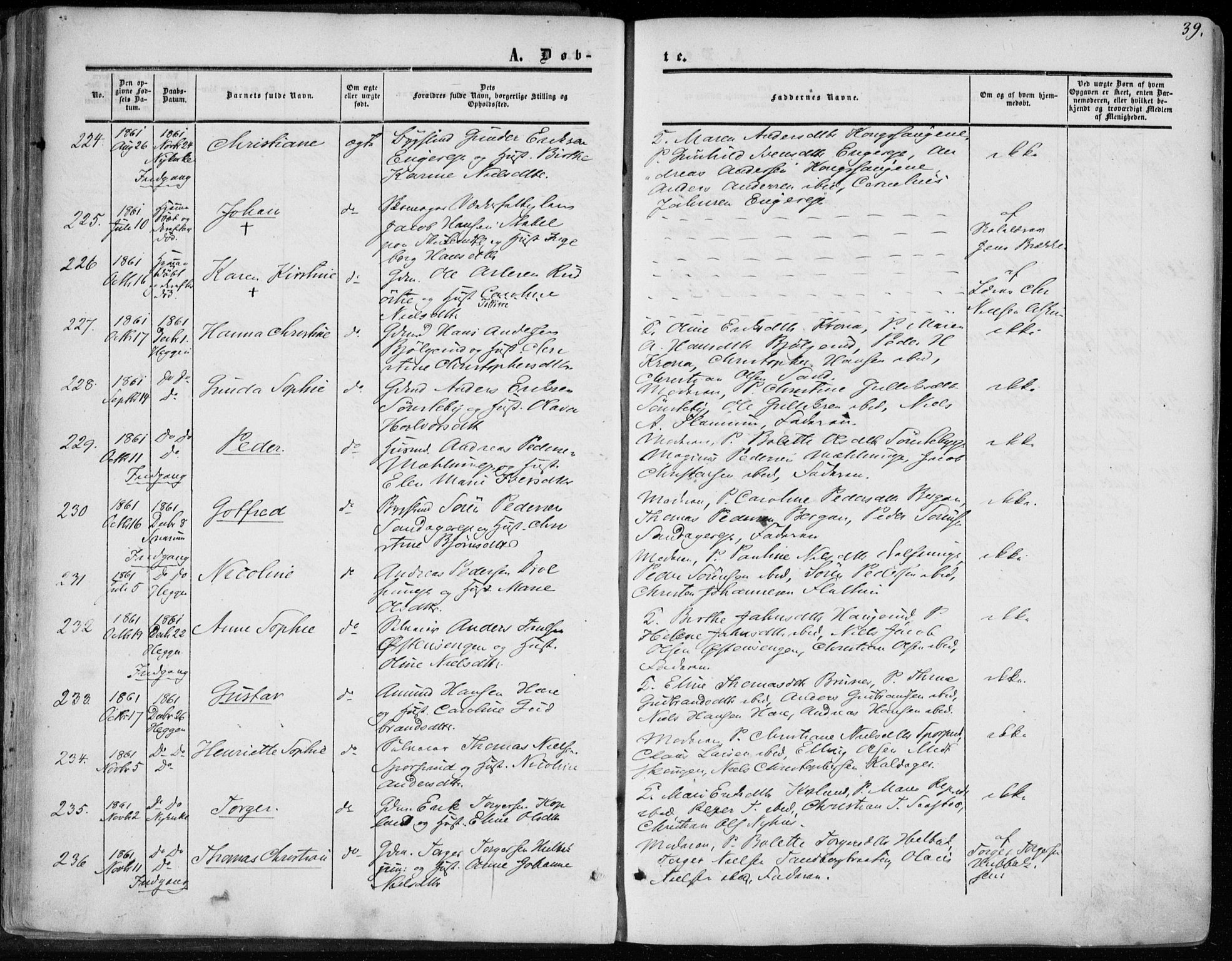 Modum kirkebøker, AV/SAKO-A-234/F/Fa/L0009: Ministerialbok nr. 9, 1860-1864, s. 39