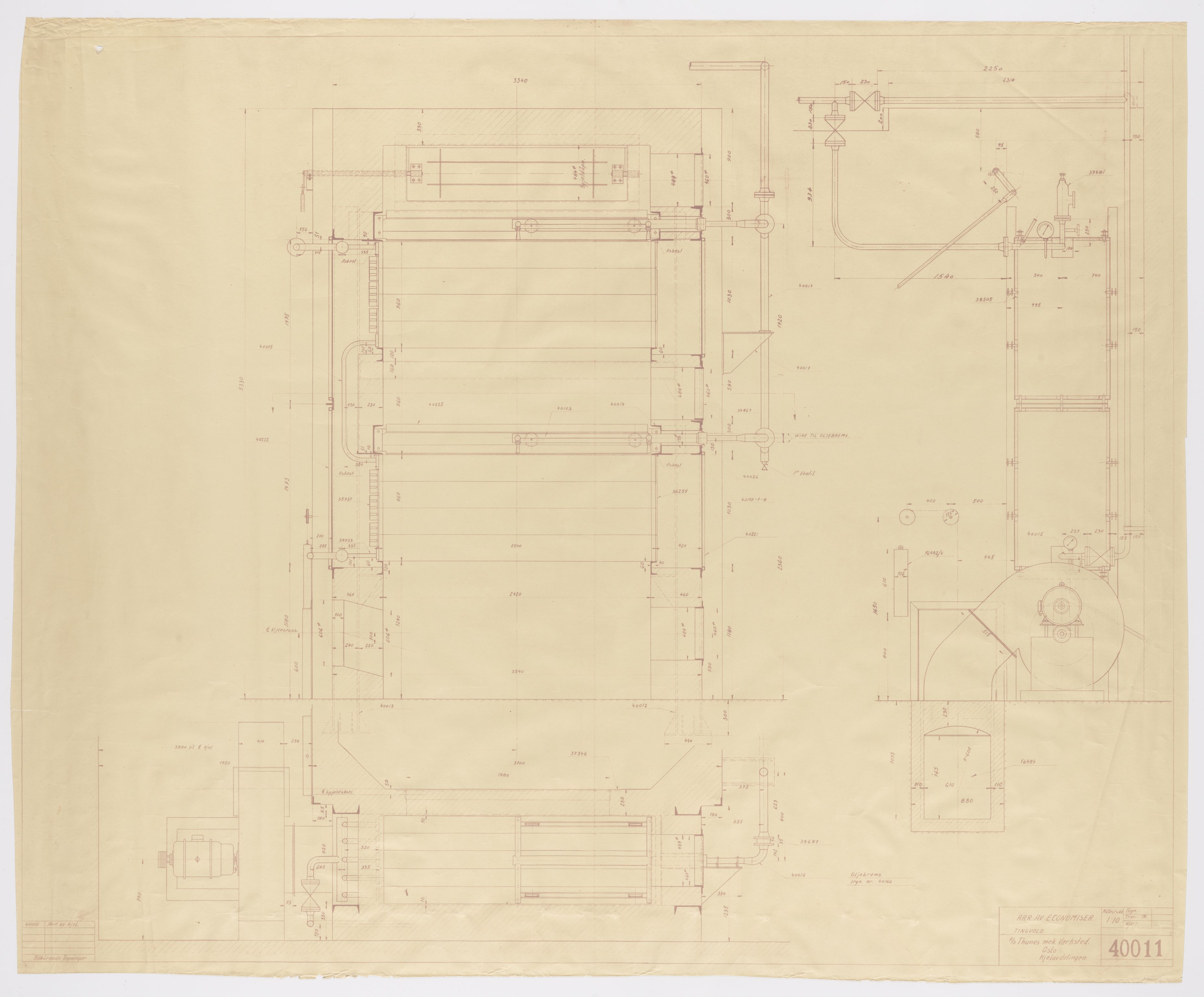 Tingvoll Ullvarefabrikk, IKAM/P-00482/T/Ta/L0021: Arrangering av economiser, 1954