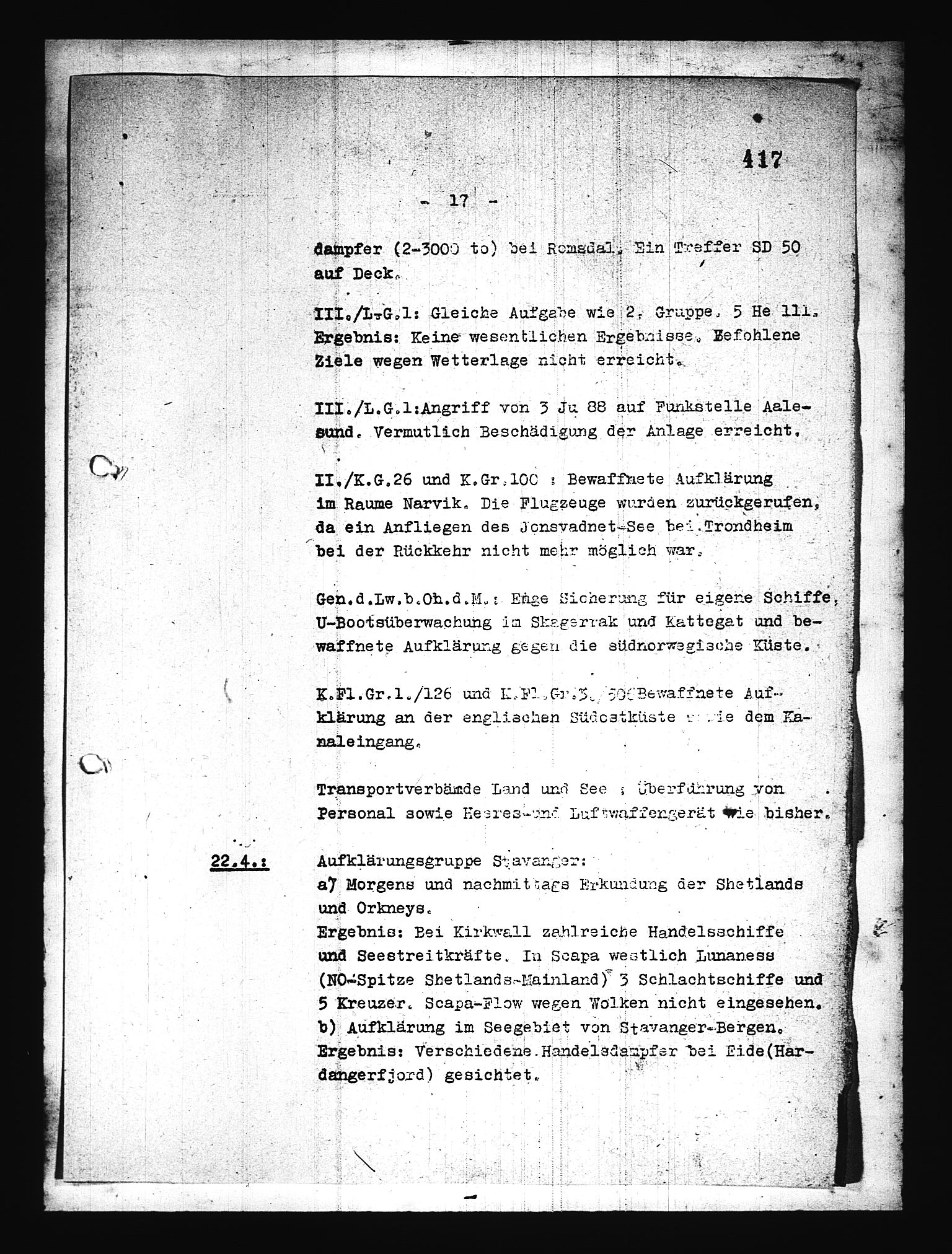 Documents Section, AV/RA-RAFA-2200/V/L0076: Amerikansk mikrofilm "Captured German Documents".
Box No. 715.  FKA jnr. 619/1954., 1940, s. 208