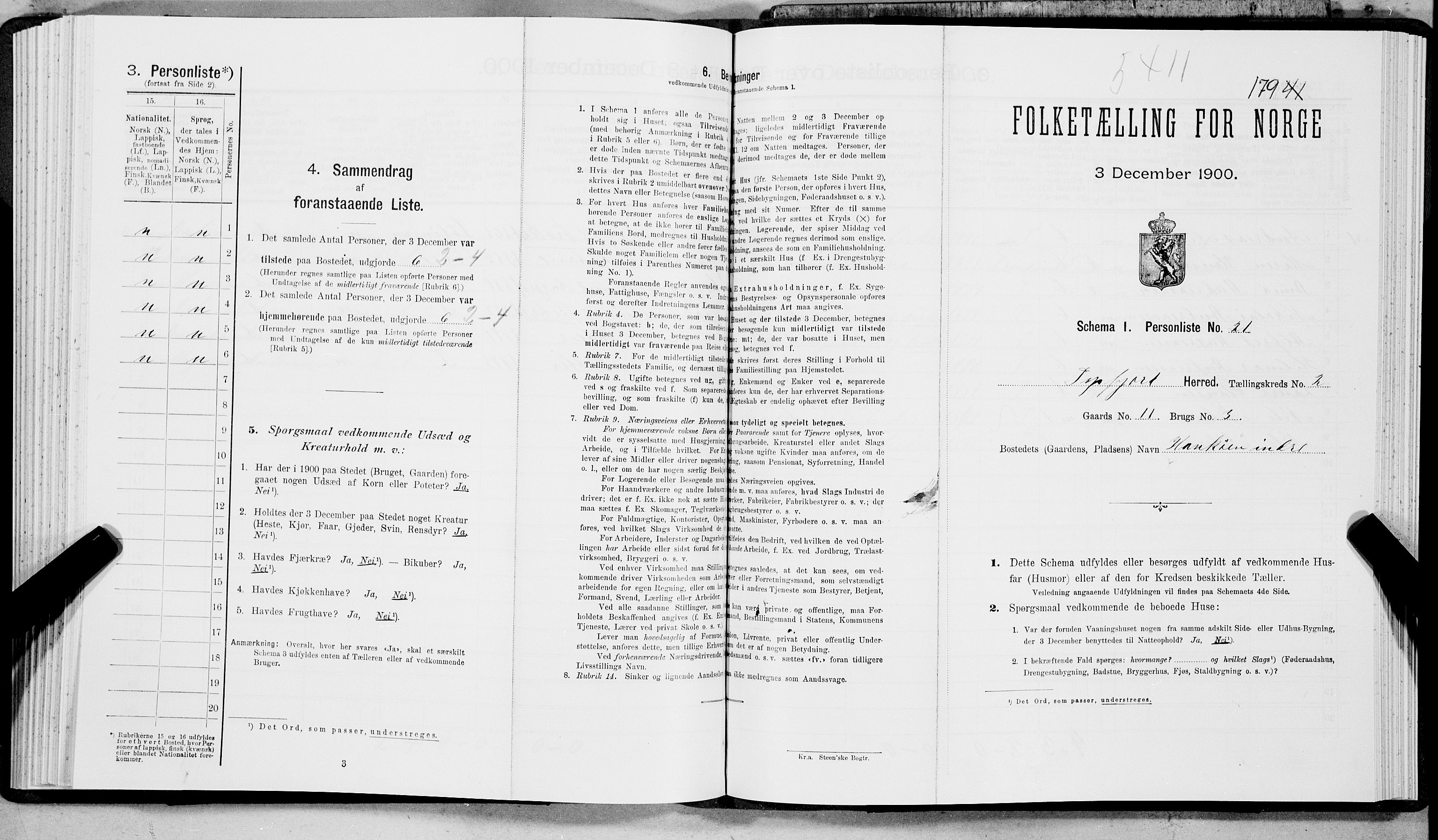 SAT, Folketelling 1900 for 1850 Tysfjord herred, 1900, s. 192