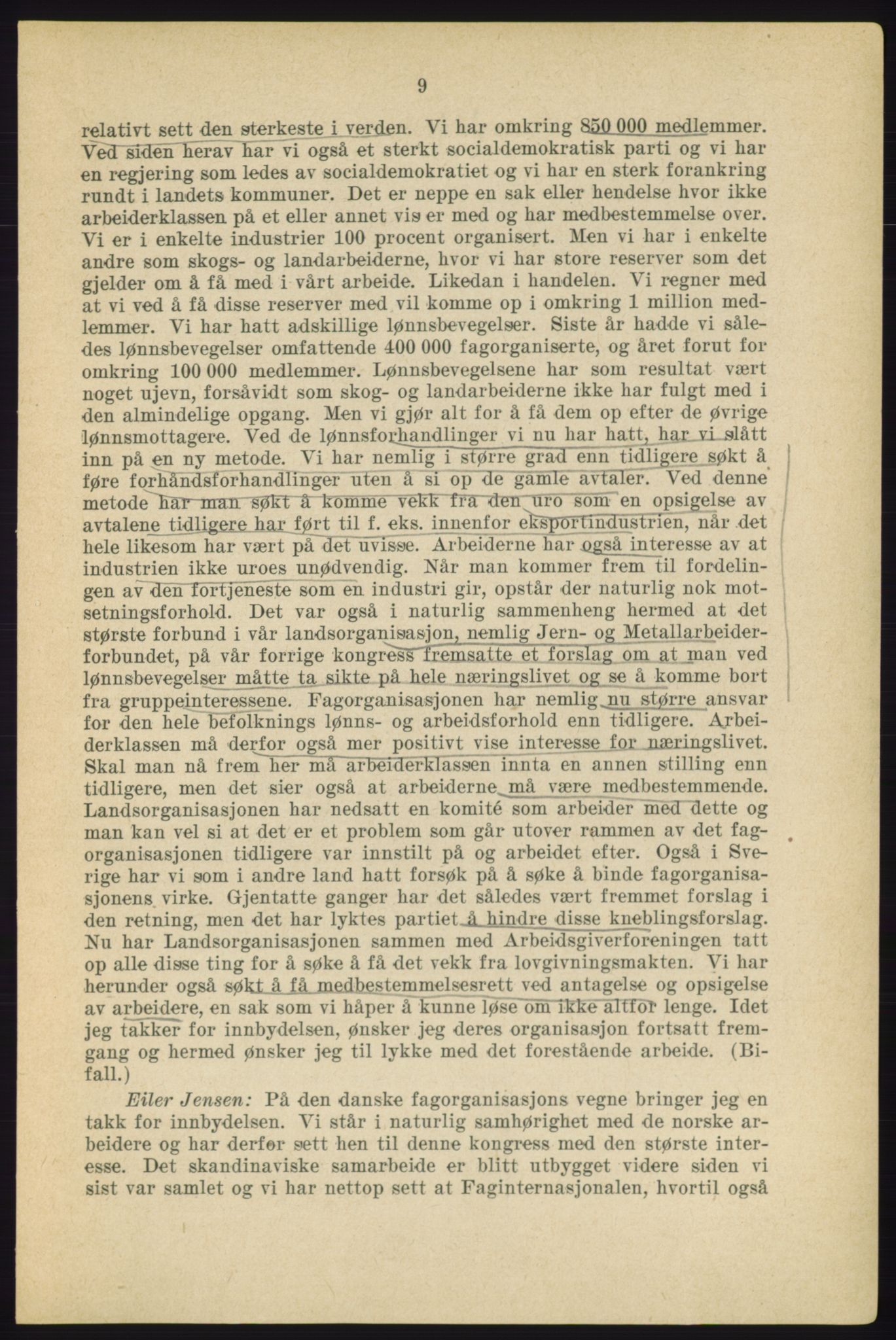 Landsorganisasjonen i Norge - publikasjoner, AAB/-/-/-: Protokoll for Kongressen 1938, 1938, s. 9