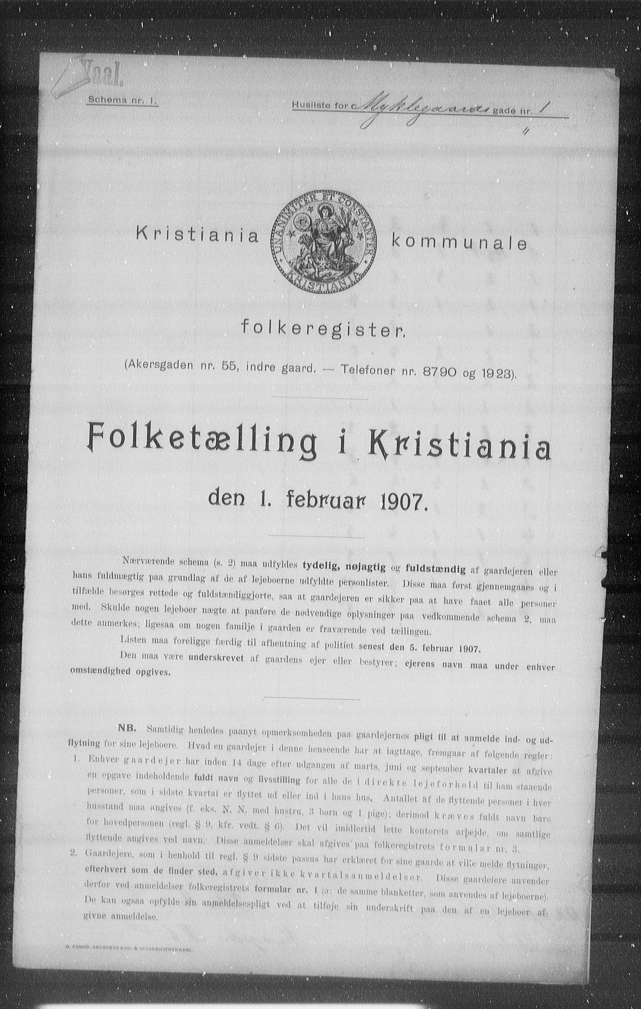 OBA, Kommunal folketelling 1.2.1907 for Kristiania kjøpstad, 1907, s. 34843