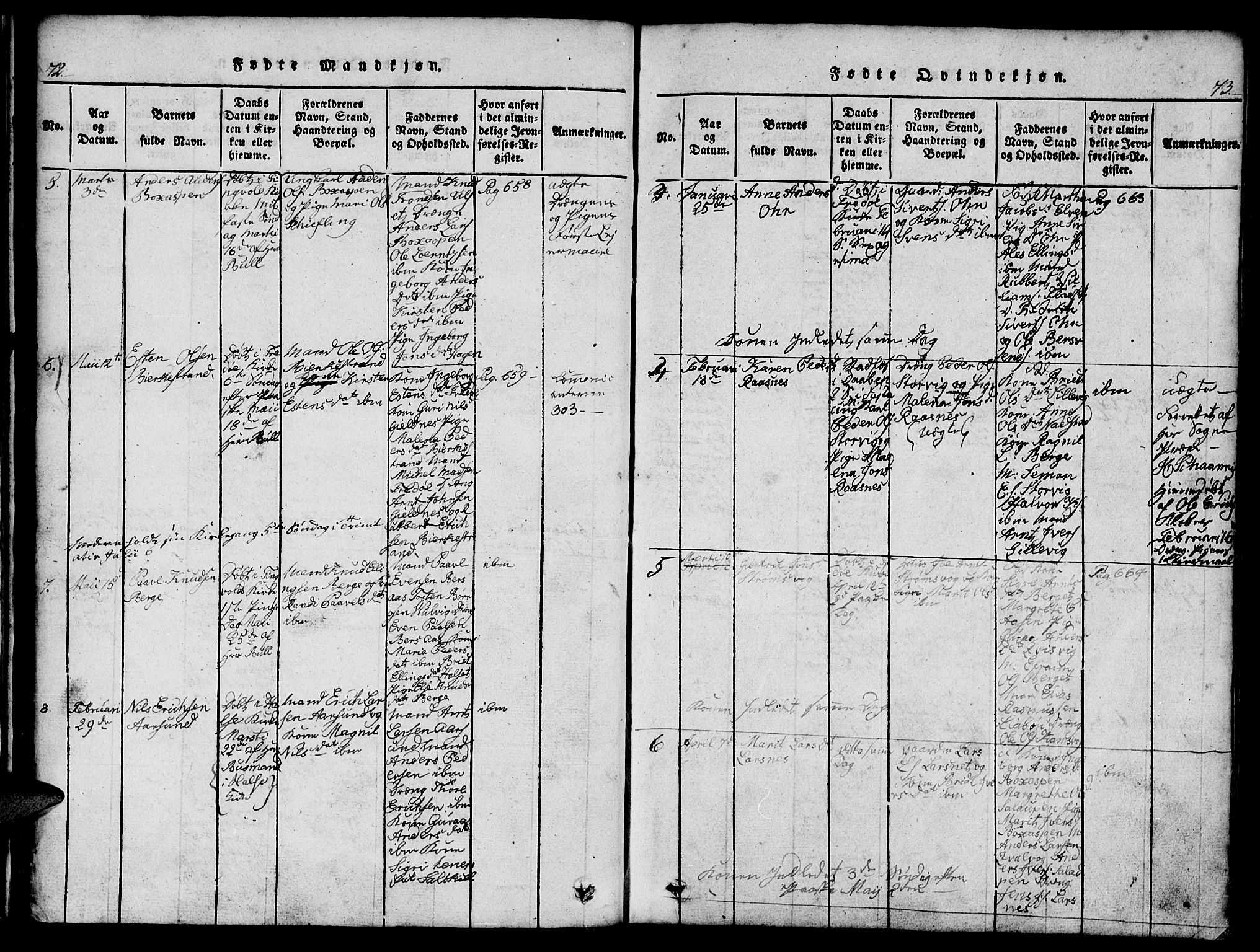 Ministerialprotokoller, klokkerbøker og fødselsregistre - Møre og Romsdal, AV/SAT-A-1454/573/L0873: Klokkerbok nr. 573C01, 1819-1834, s. 72-73