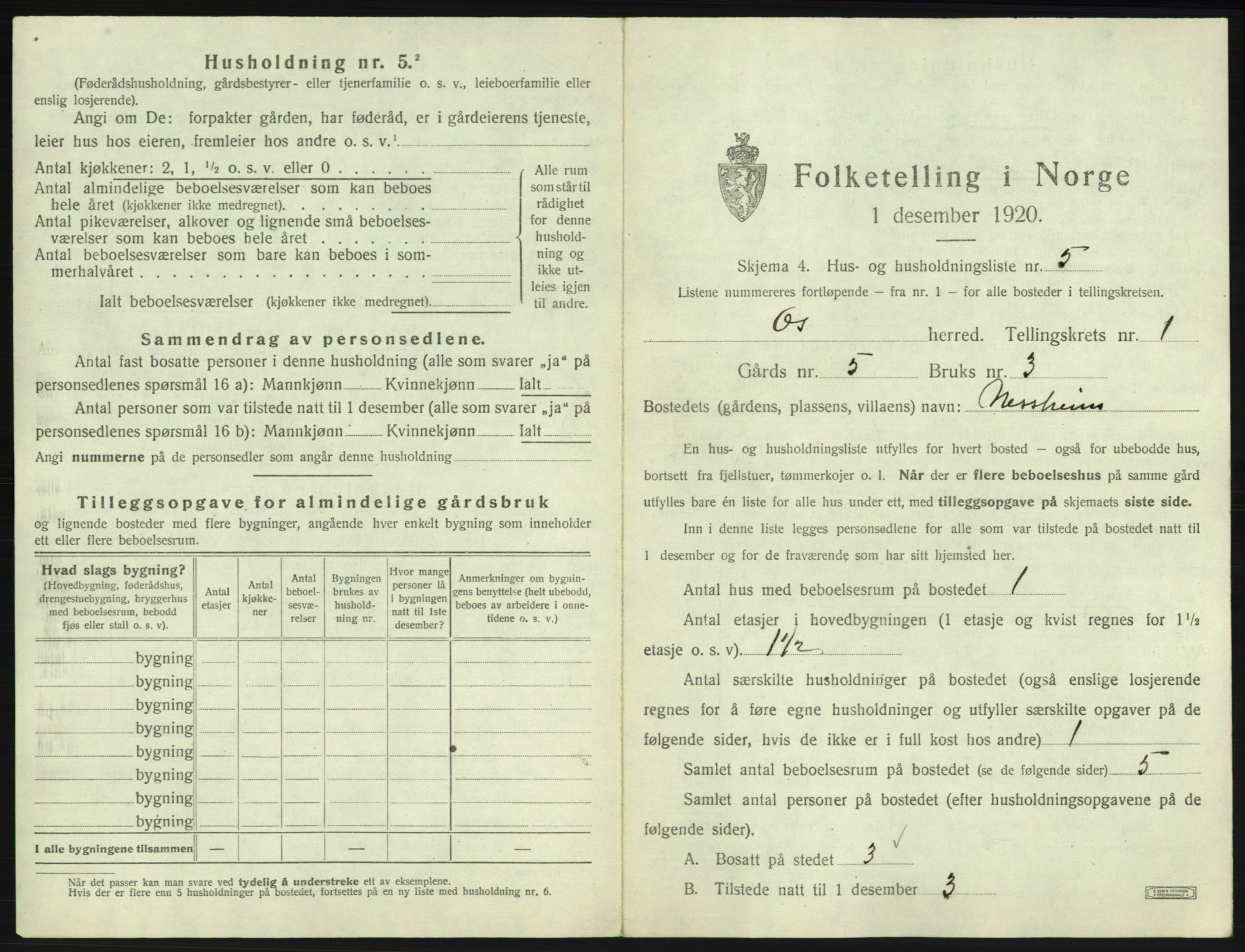 SAB, Folketelling 1920 for 1243 Os herred, 1920, s. 48