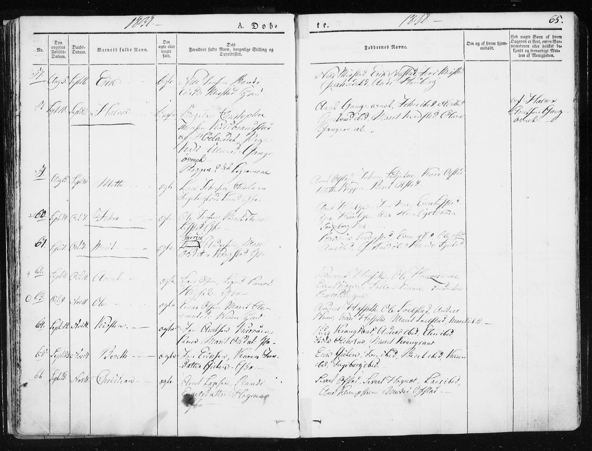 Ministerialprotokoller, klokkerbøker og fødselsregistre - Sør-Trøndelag, SAT/A-1456/665/L0771: Ministerialbok nr. 665A06, 1830-1856, s. 65