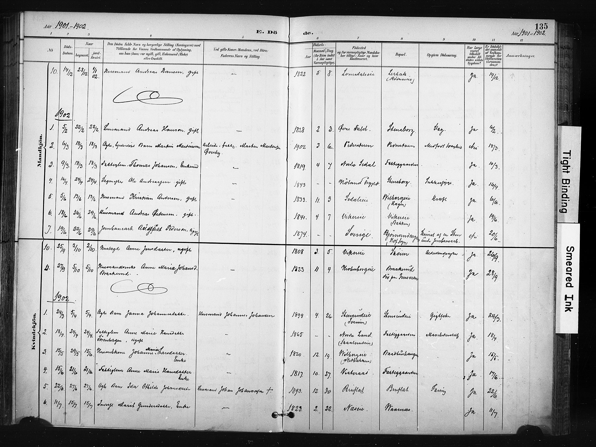 Søndre Land prestekontor, SAH/PREST-122/K/L0004: Ministerialbok nr. 4, 1895-1904, s. 135