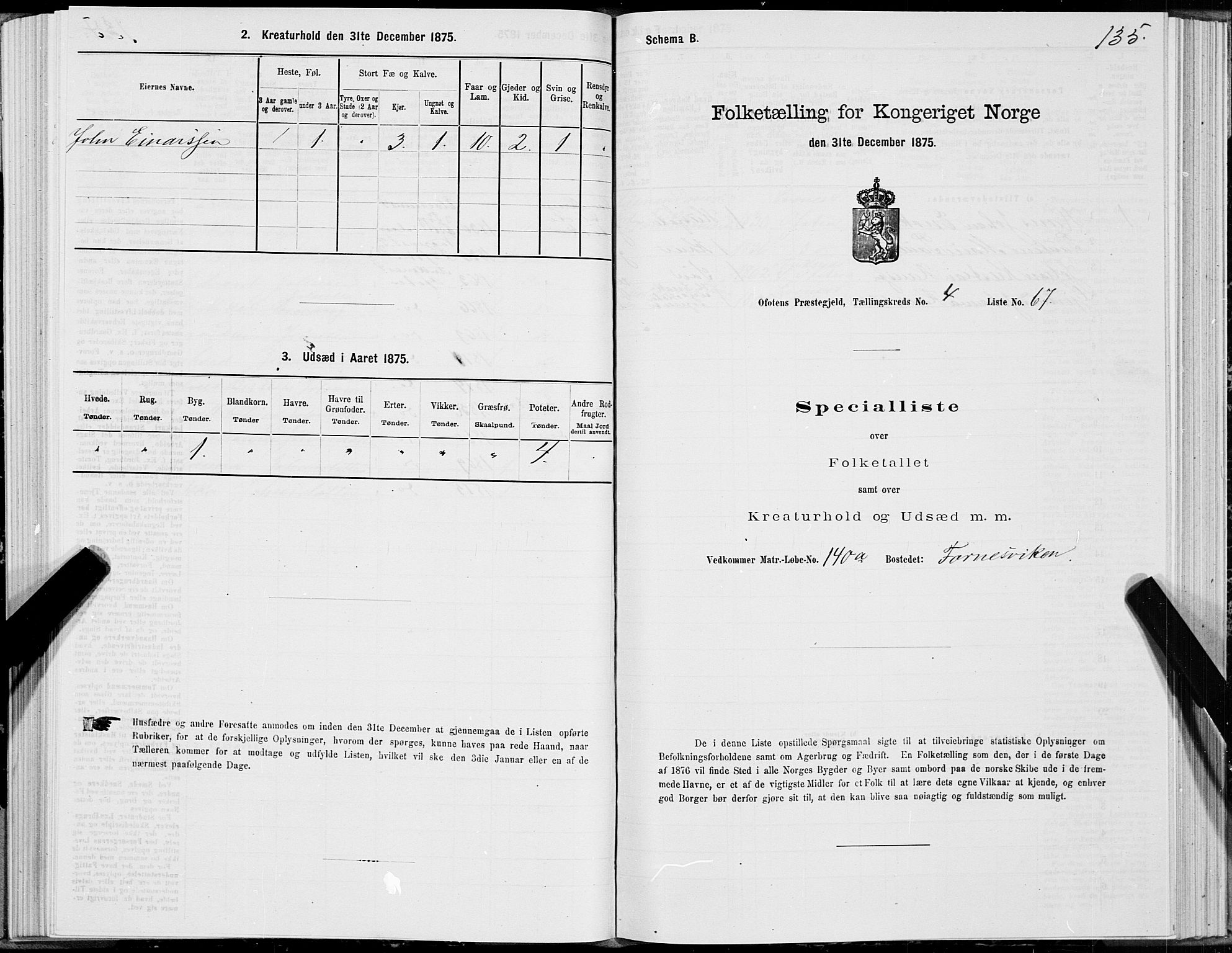 SAT, Folketelling 1875 for 1853P Ofoten prestegjeld, 1875, s. 3135