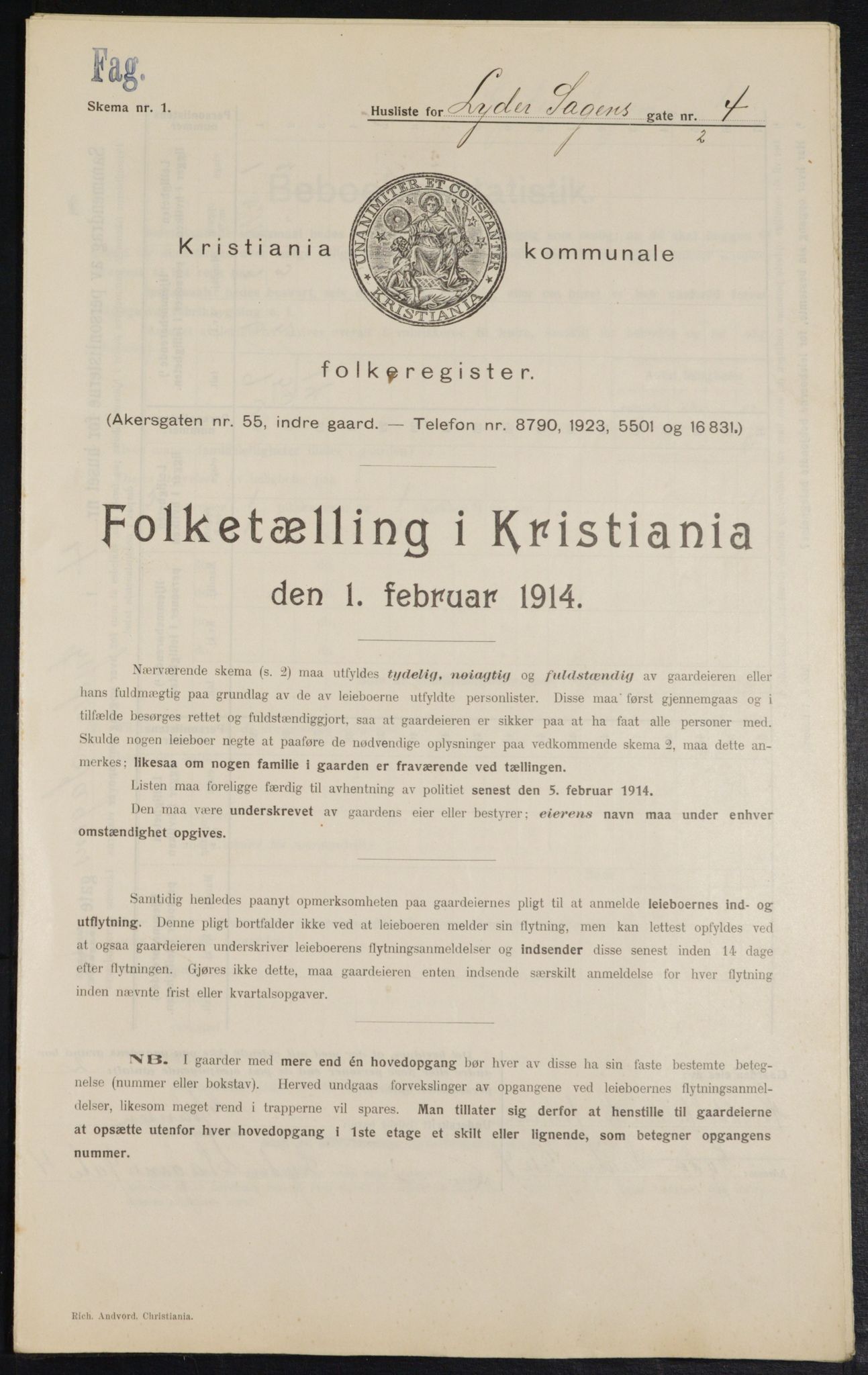 OBA, Kommunal folketelling 1.2.1914 for Kristiania, 1914, s. 58382