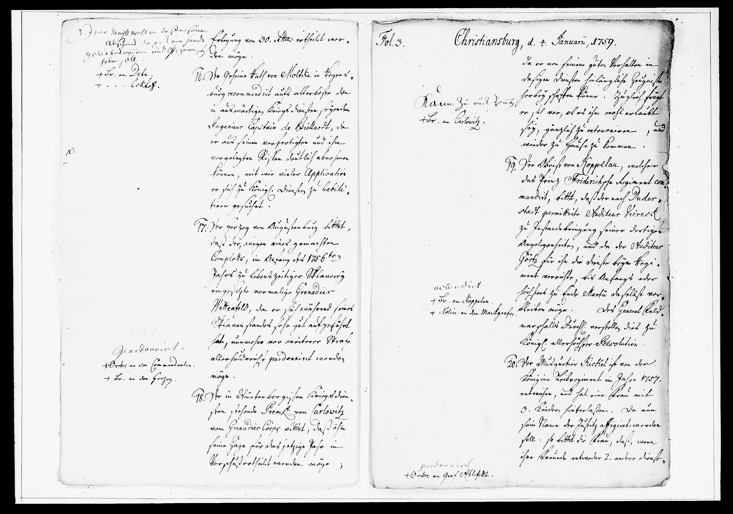 Krigskollegiet, Krigskancelliet, DRA/A-0006/-/1315-1333: Refererede sager, 1759, s. 6