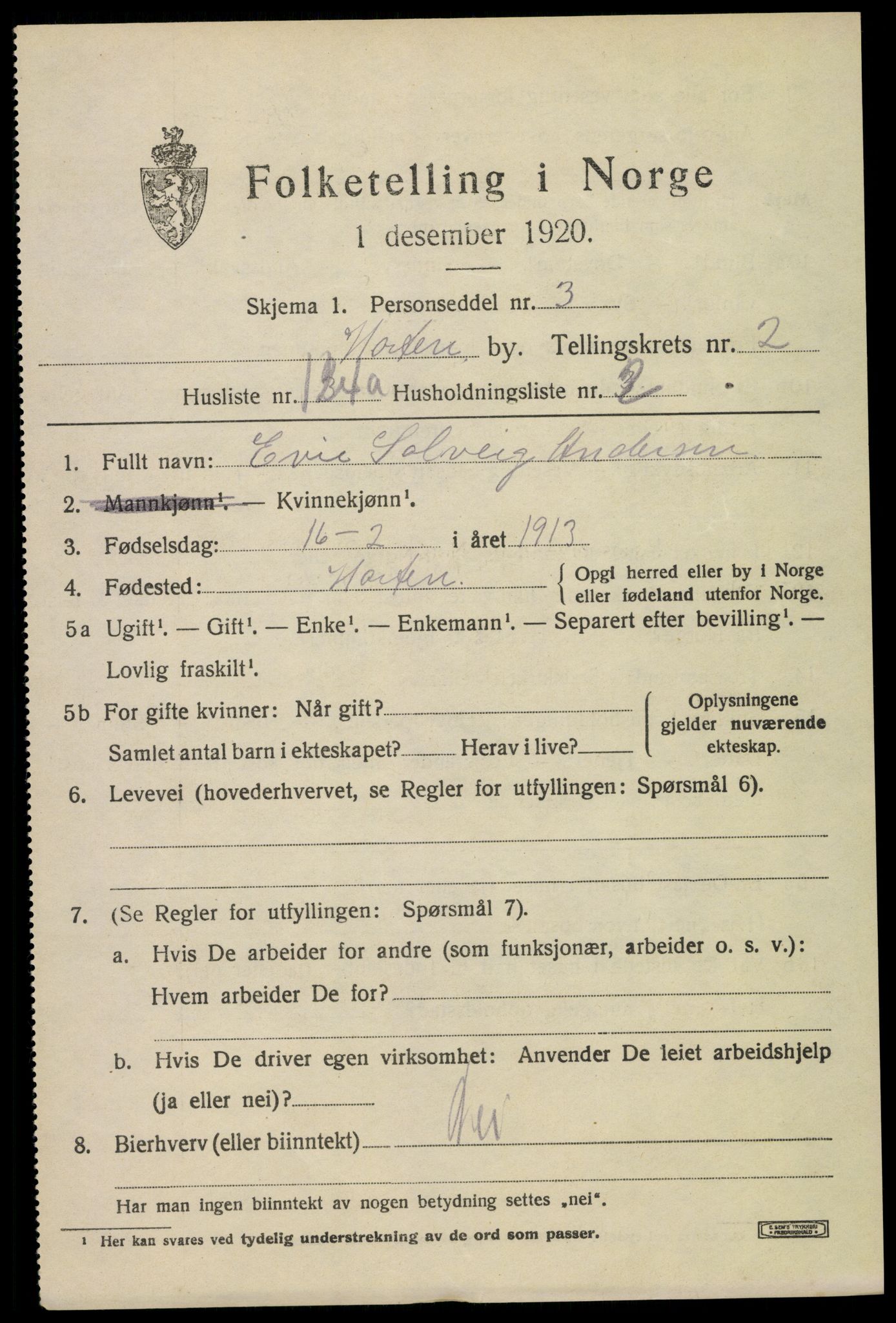 SAKO, Folketelling 1920 for 0703 Horten kjøpstad, 1920, s. 12077