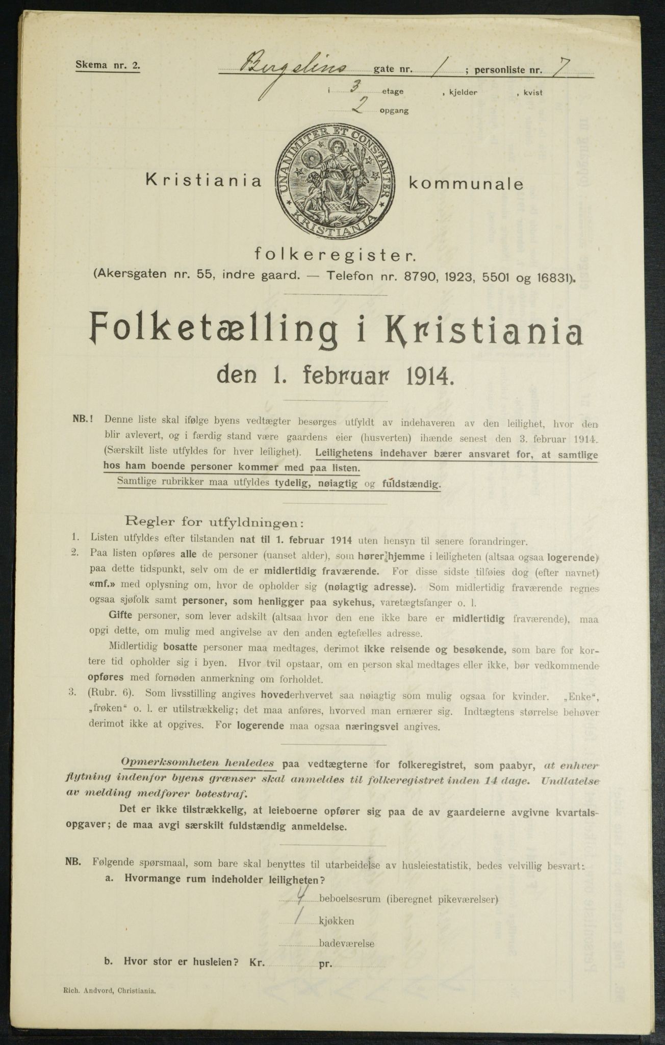 OBA, Kommunal folketelling 1.2.1914 for Kristiania, 1914, s. 4023