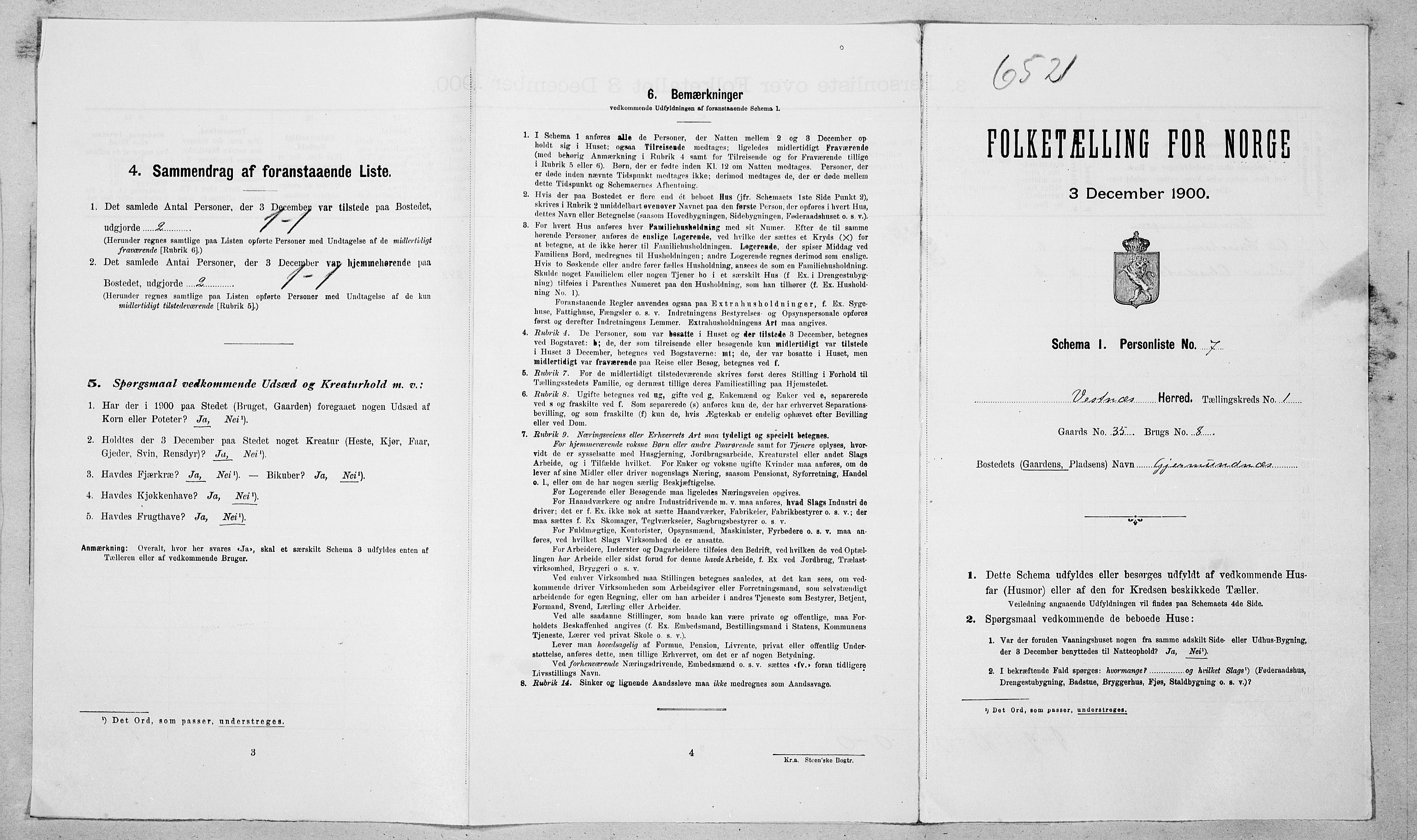 SAT, Folketelling 1900 for 1535 Vestnes herred, 1900, s. 74