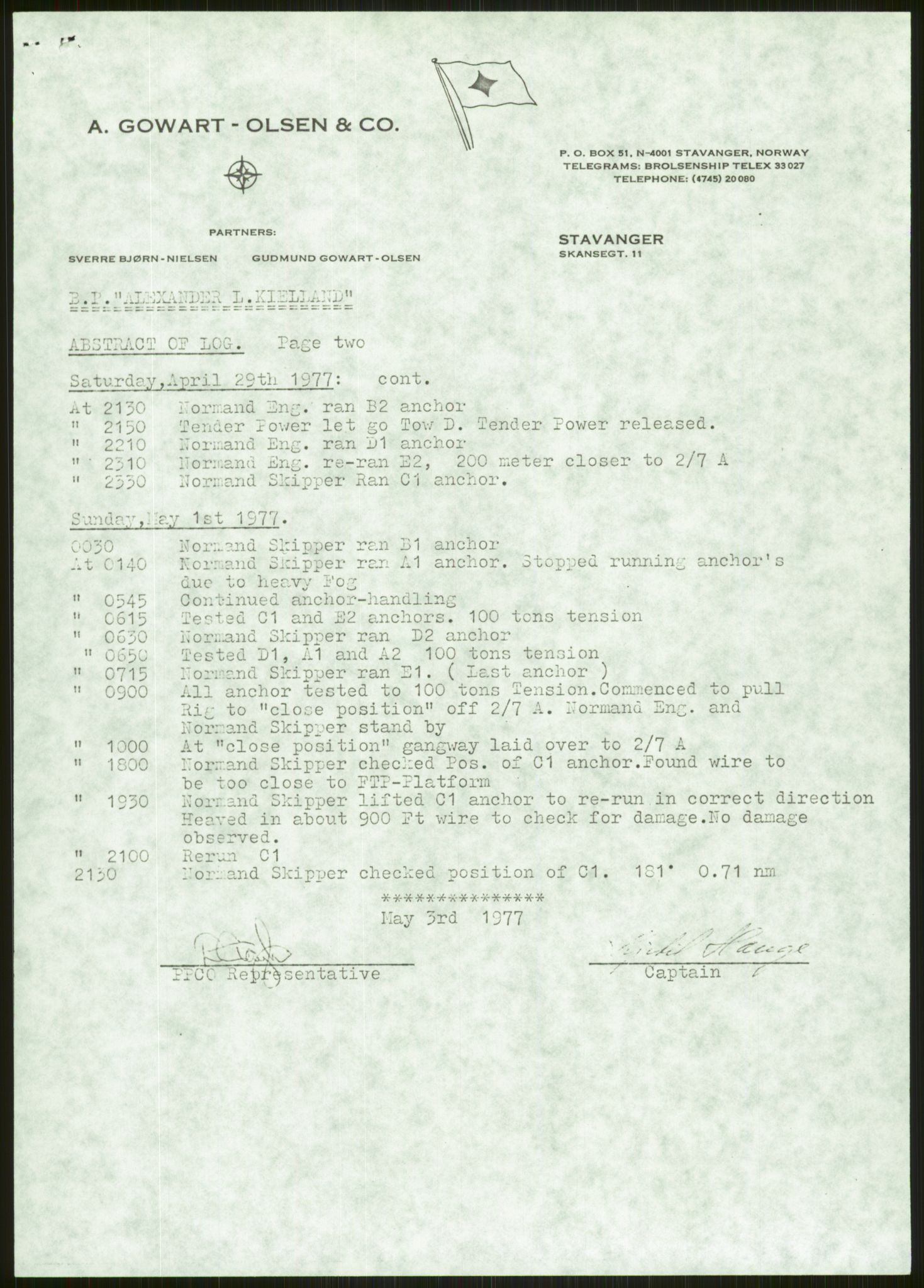 Justisdepartementet, Granskningskommisjonen ved Alexander Kielland-ulykken 27.3.1980, AV/RA-S-1165/D/L0006: A Alexander L. Kielland (Doku.liste + A3-A6, A11-A13, A18-A20-A21, A23, A31 av 31)/Dykkerjournaler, 1980-1981, s. 453