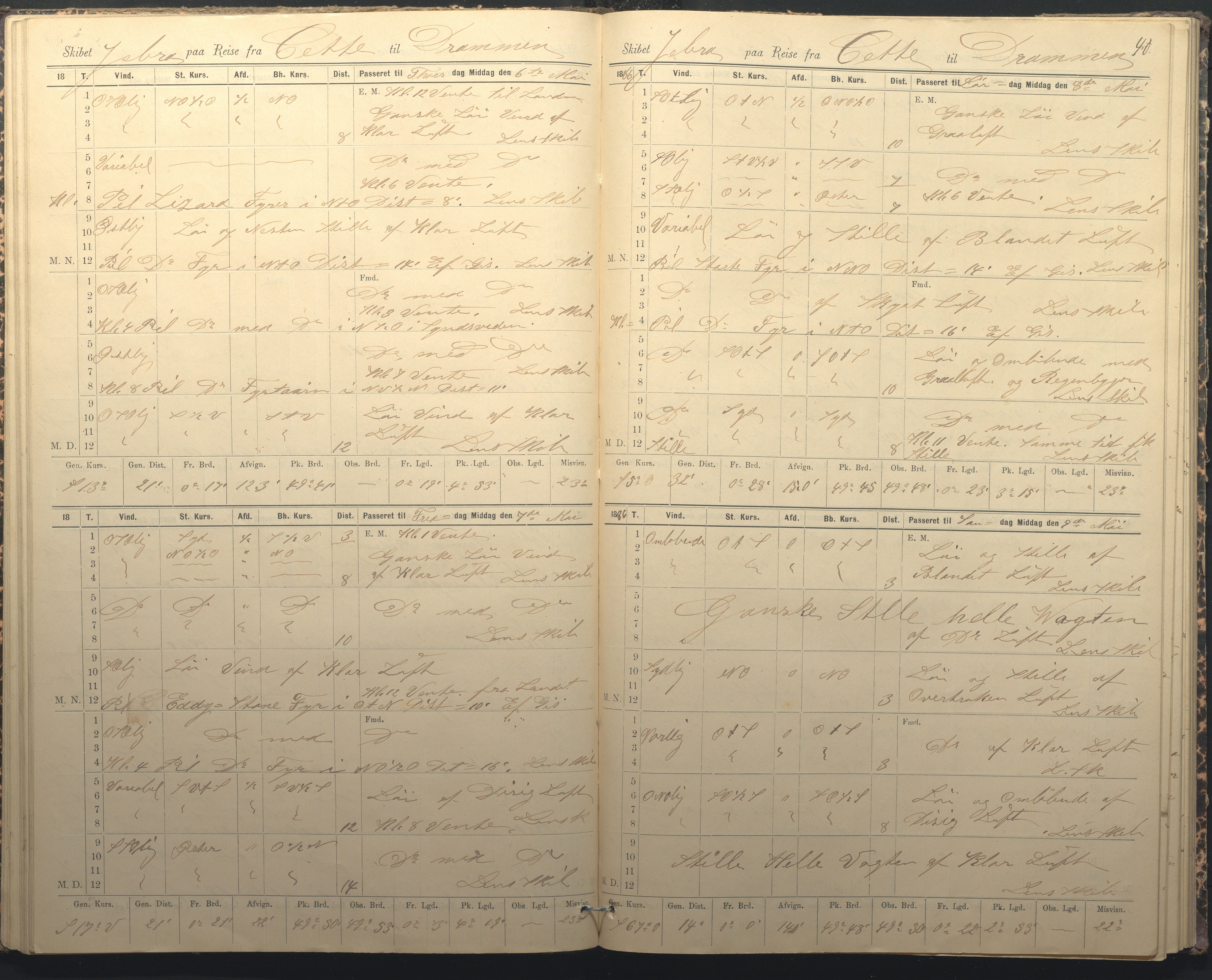 Fartøysarkivet, AAKS/PA-1934/F/L0184/0012: Flere fartøy (se mappenivå) / Jeba (skip), 1885-1886, s. 40