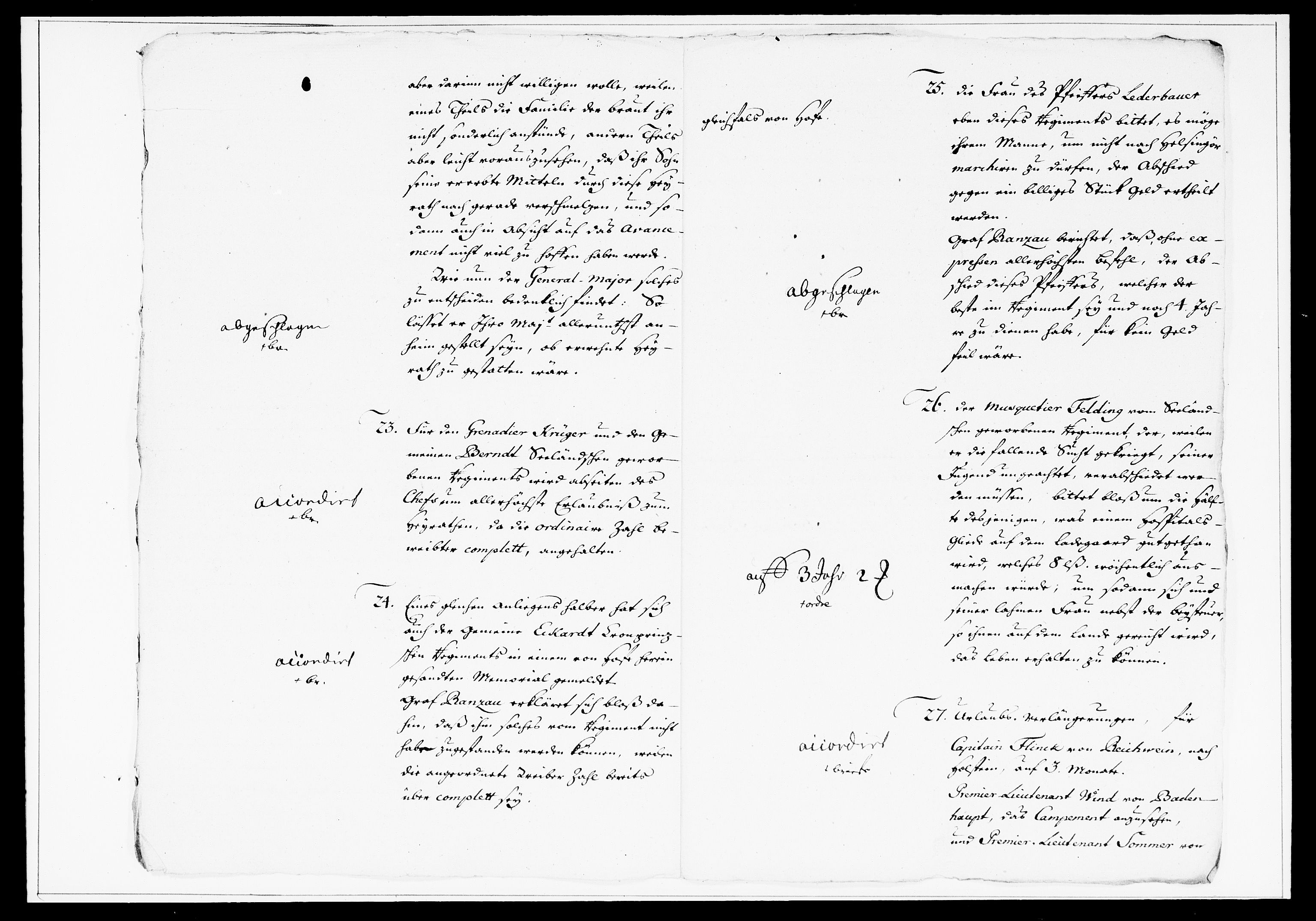 Krigskollegiet, Krigskancelliet, DRA/A-0006/-/1269-1282: Refererede sager, 1756, s. 261