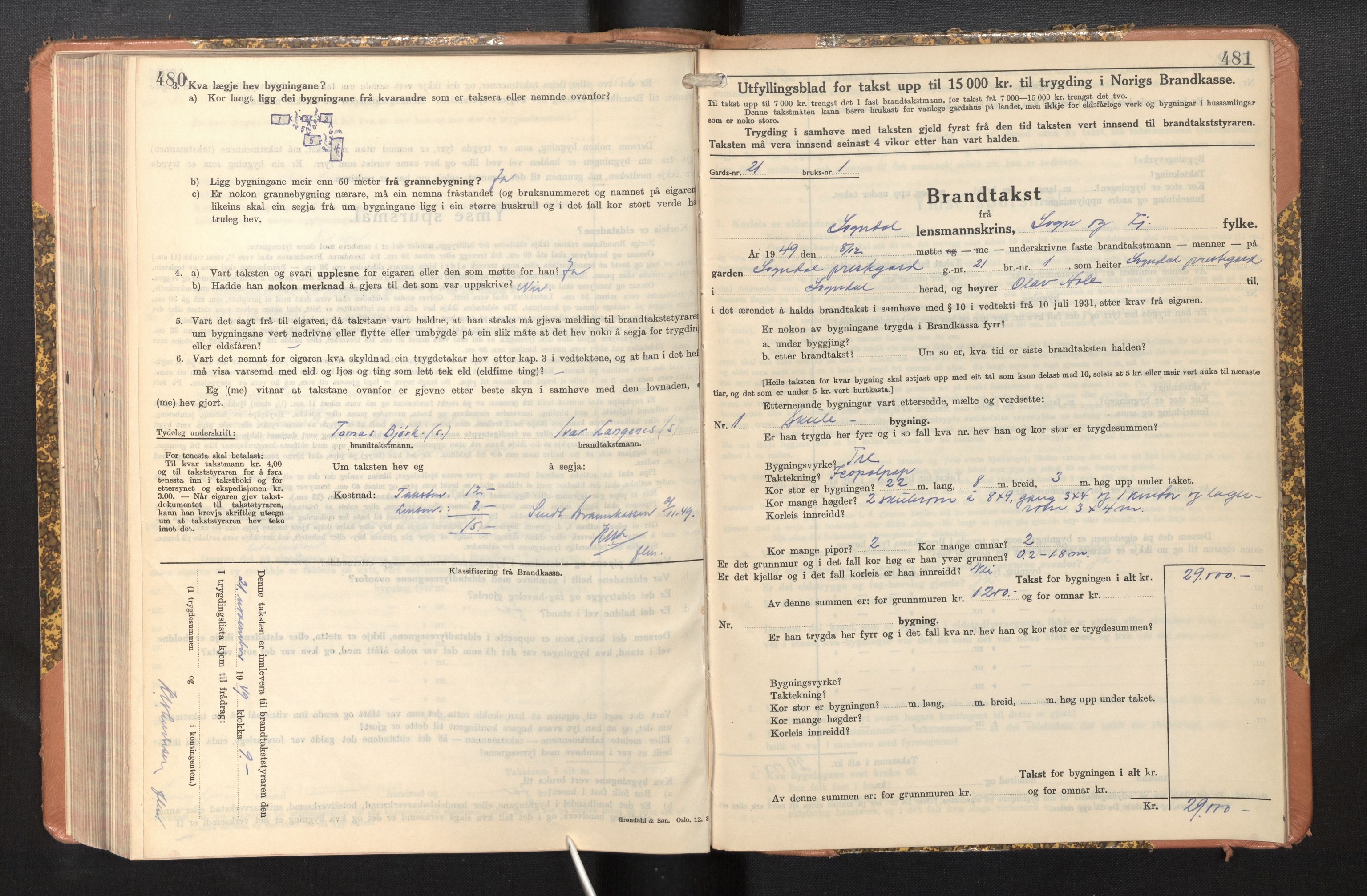 Lensmannen i Sogndal, AV/SAB-A-29901/0012/L0014: Branntakstprotokoll, skjematakst, 1938-1950, s. 480-481