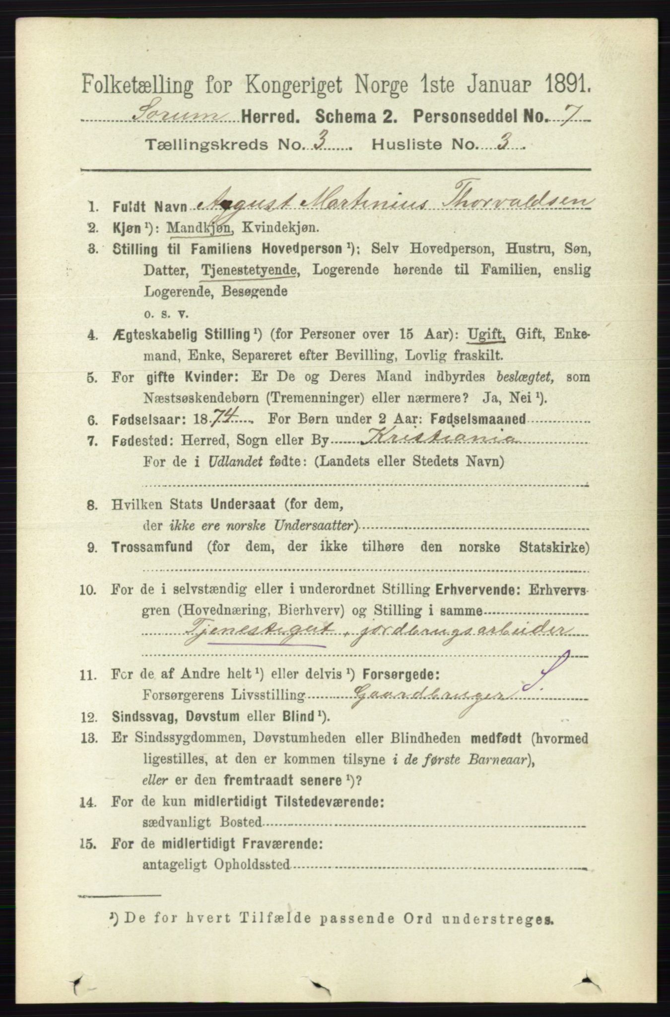RA, Folketelling 1891 for 0226 Sørum herred, 1891, s. 1311