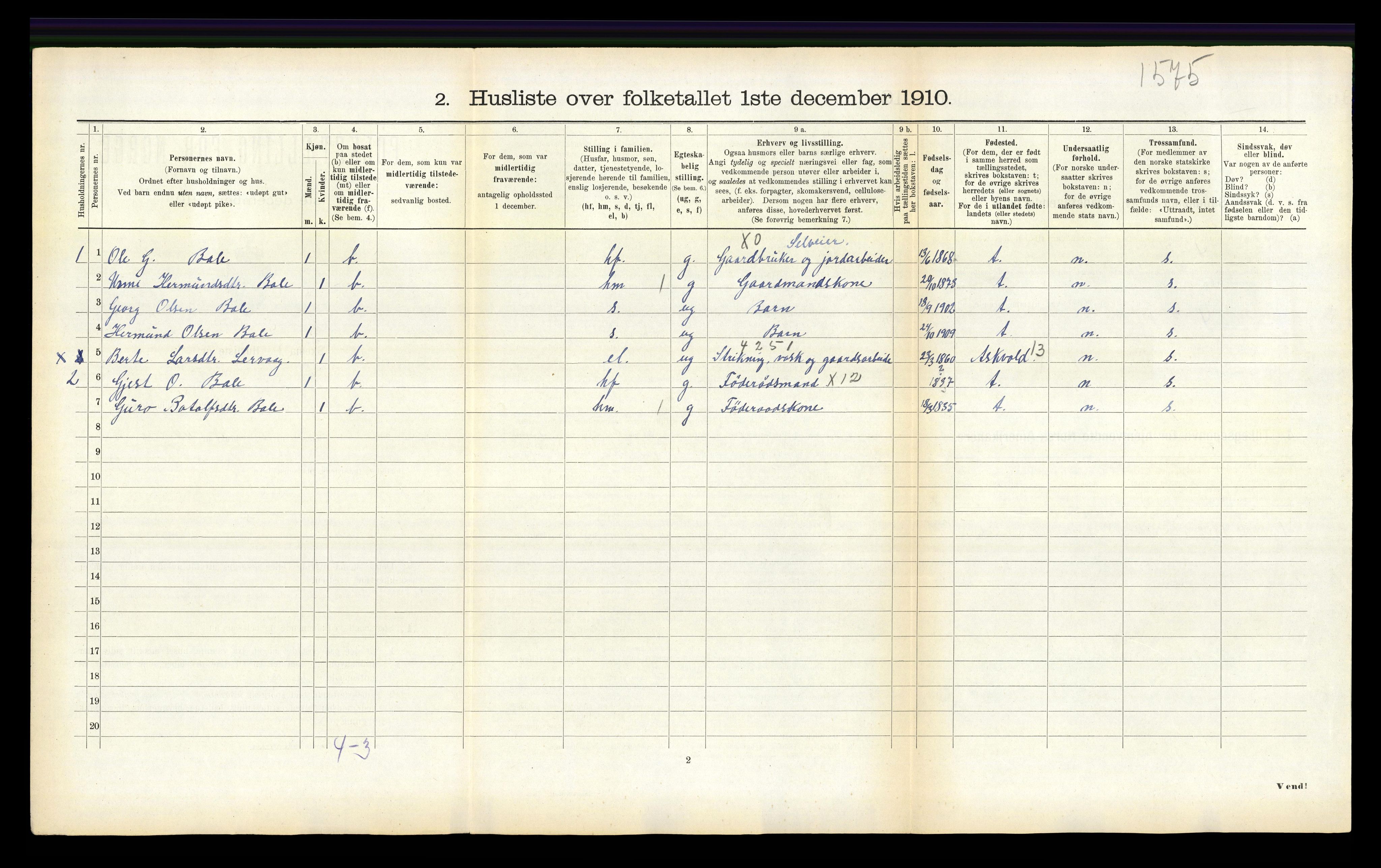 RA, Folketelling 1910 for 1418 Balestrand herred, 1910, s. 147