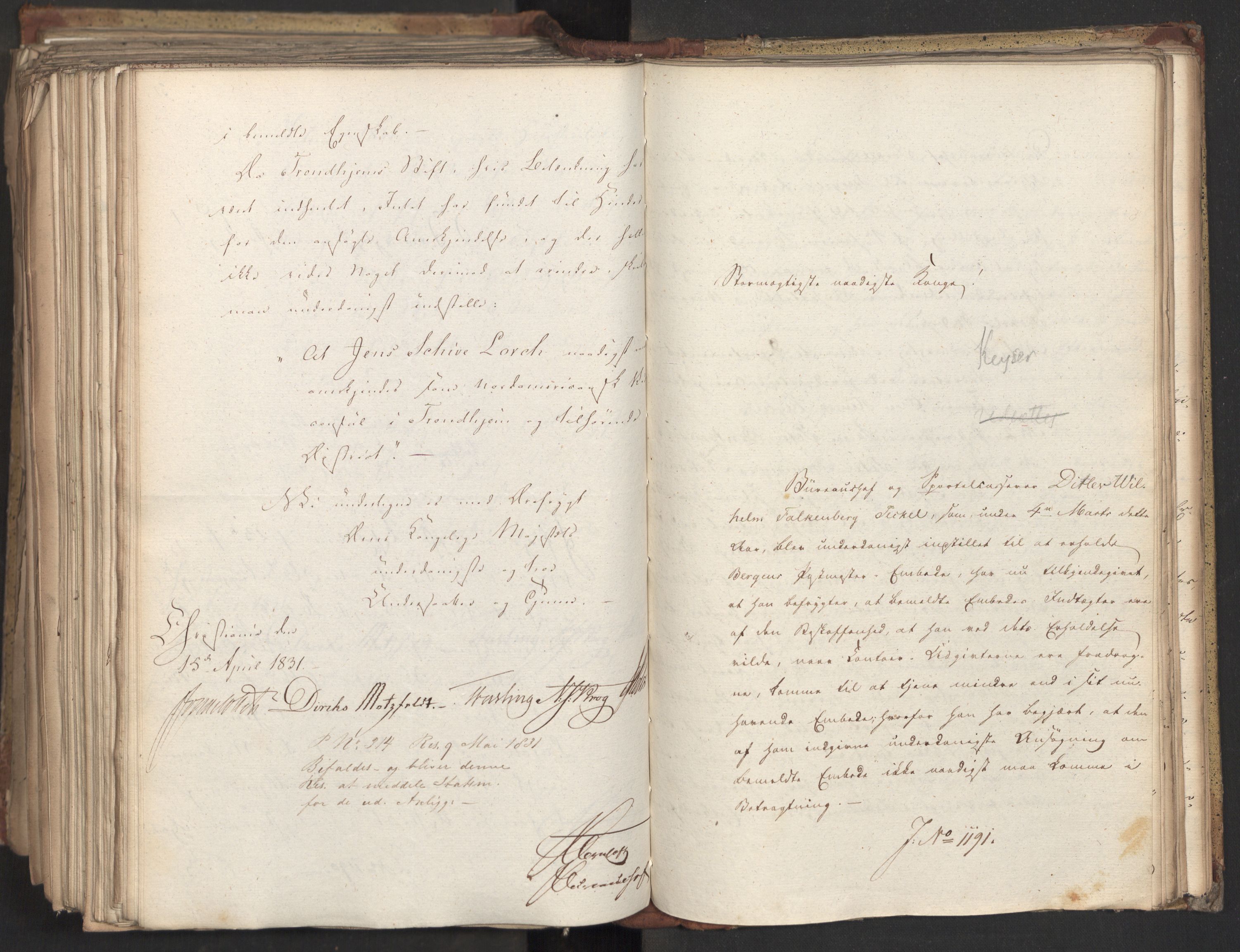 Statsrådsavdelingen i Stockholm, AV/RA-S-1003/D/Da/L0070: Regjeringsinnstillinger nr. 1047-1221, 1831, s. 541