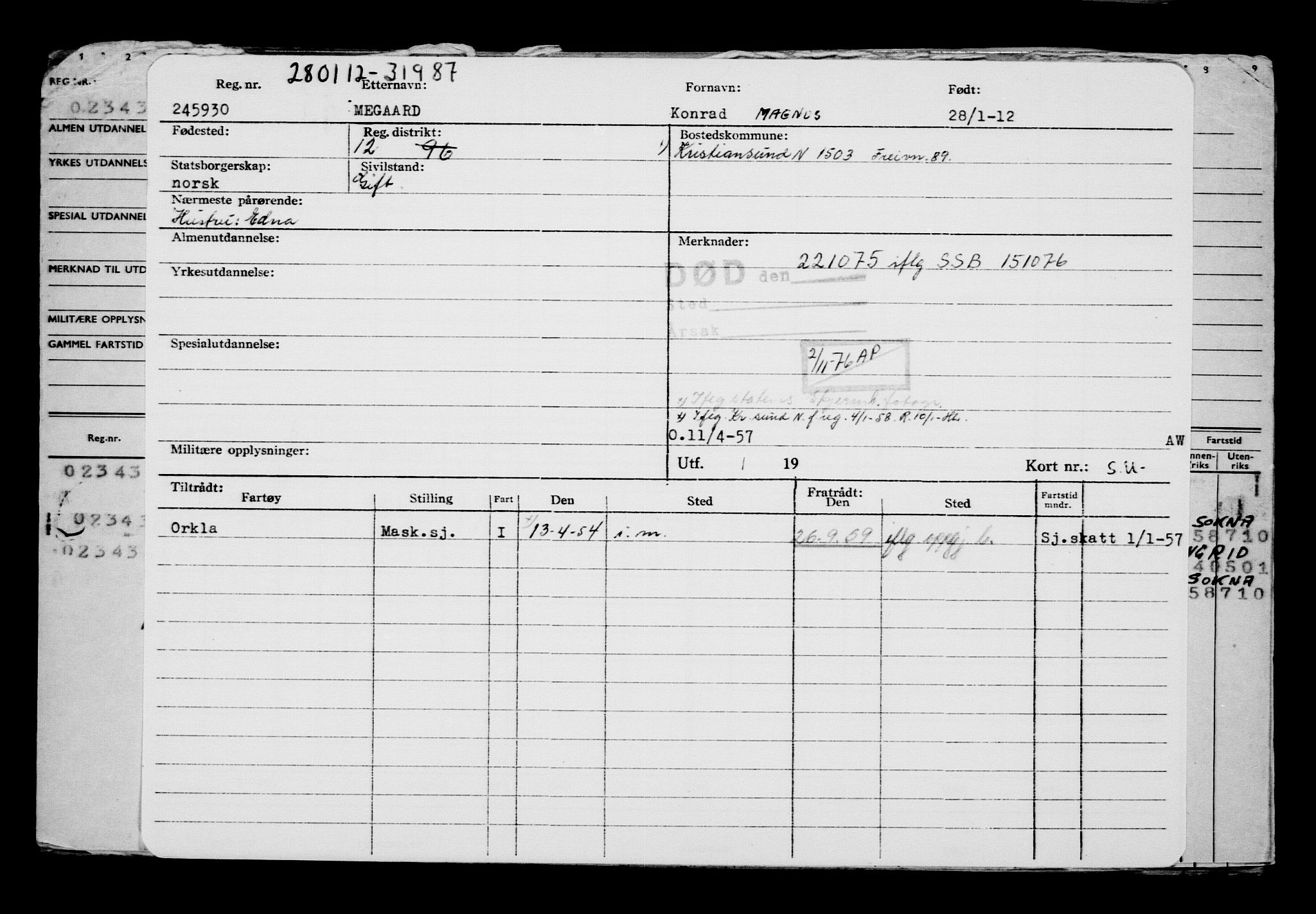 Direktoratet for sjømenn, AV/RA-S-3545/G/Gb/L0102: Hovedkort, 1912, s. 437