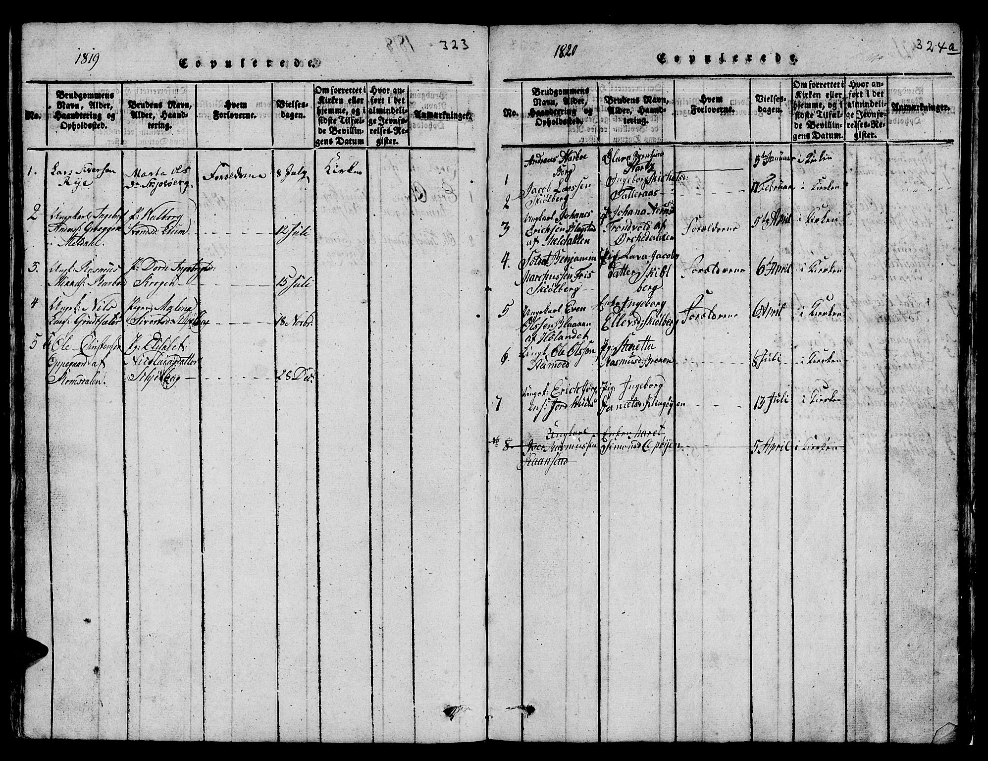 Ministerialprotokoller, klokkerbøker og fødselsregistre - Sør-Trøndelag, AV/SAT-A-1456/671/L0842: Klokkerbok nr. 671C01, 1816-1867, s. 323-324