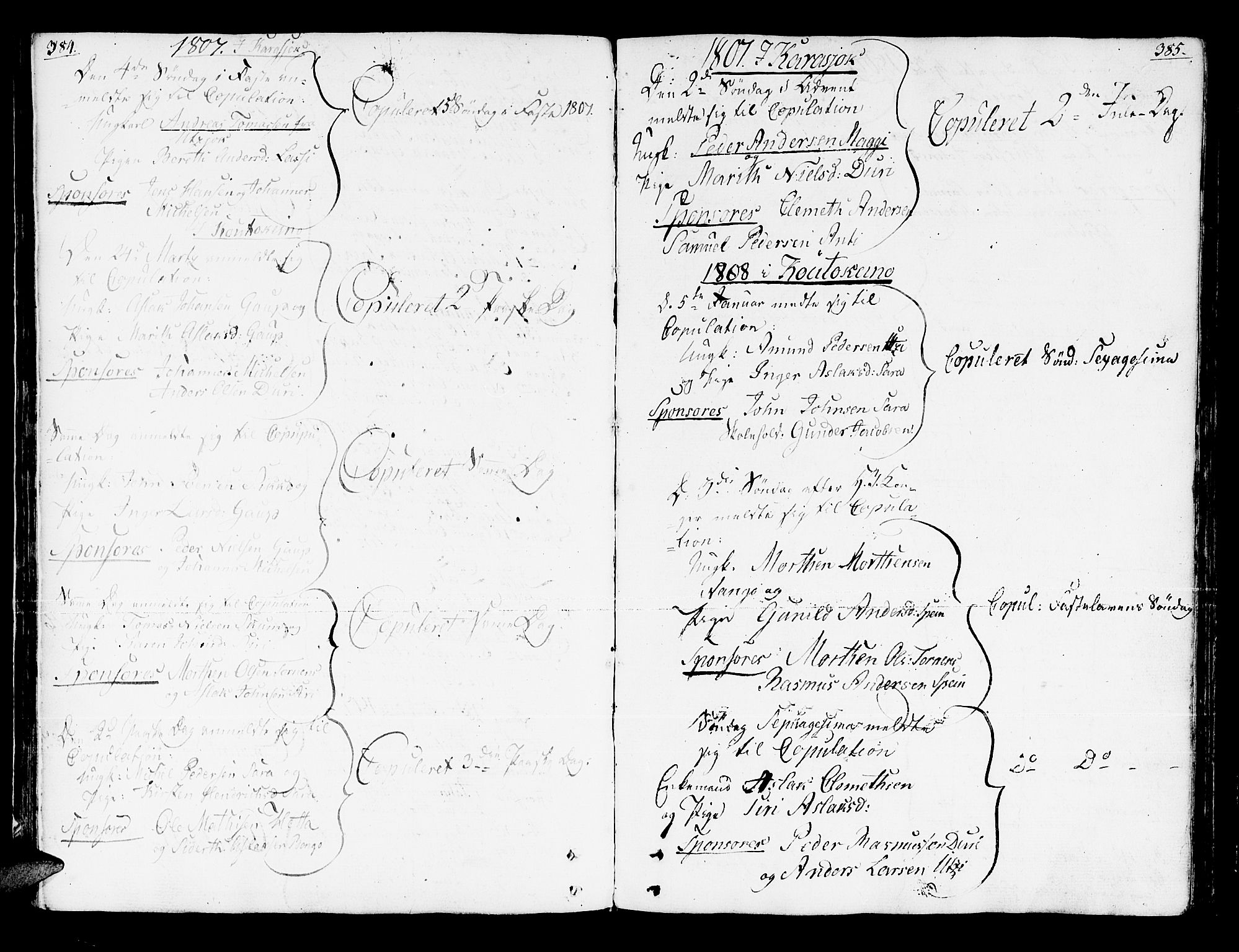 Kistrand/Porsanger sokneprestembete, AV/SATØ-S-1351/H/Ha/L0009.kirke: Ministerialbok nr. 9, 1805-1821, s. 384-385