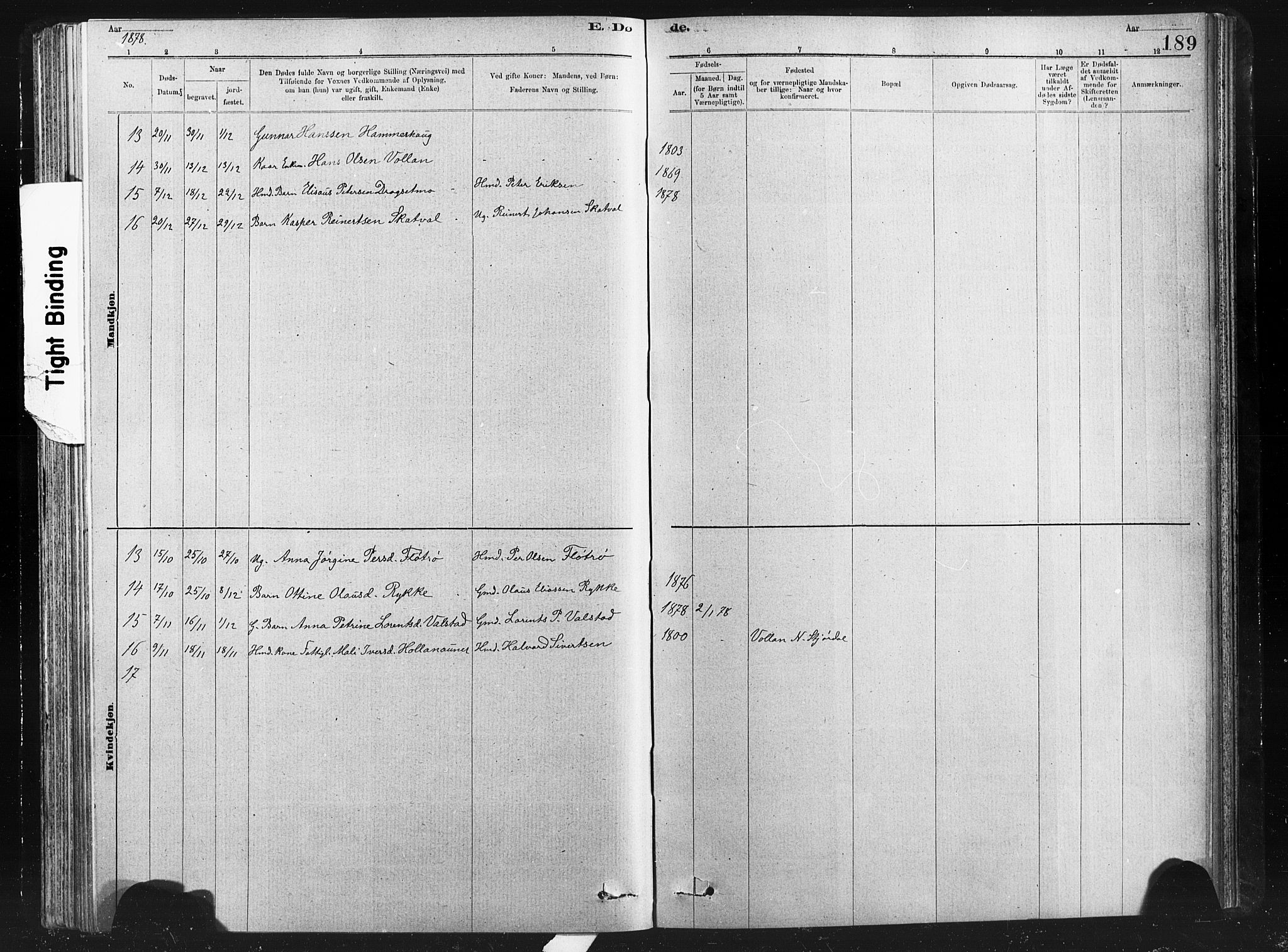 Ministerialprotokoller, klokkerbøker og fødselsregistre - Nord-Trøndelag, SAT/A-1458/712/L0103: Klokkerbok nr. 712C01, 1878-1917, s. 189
