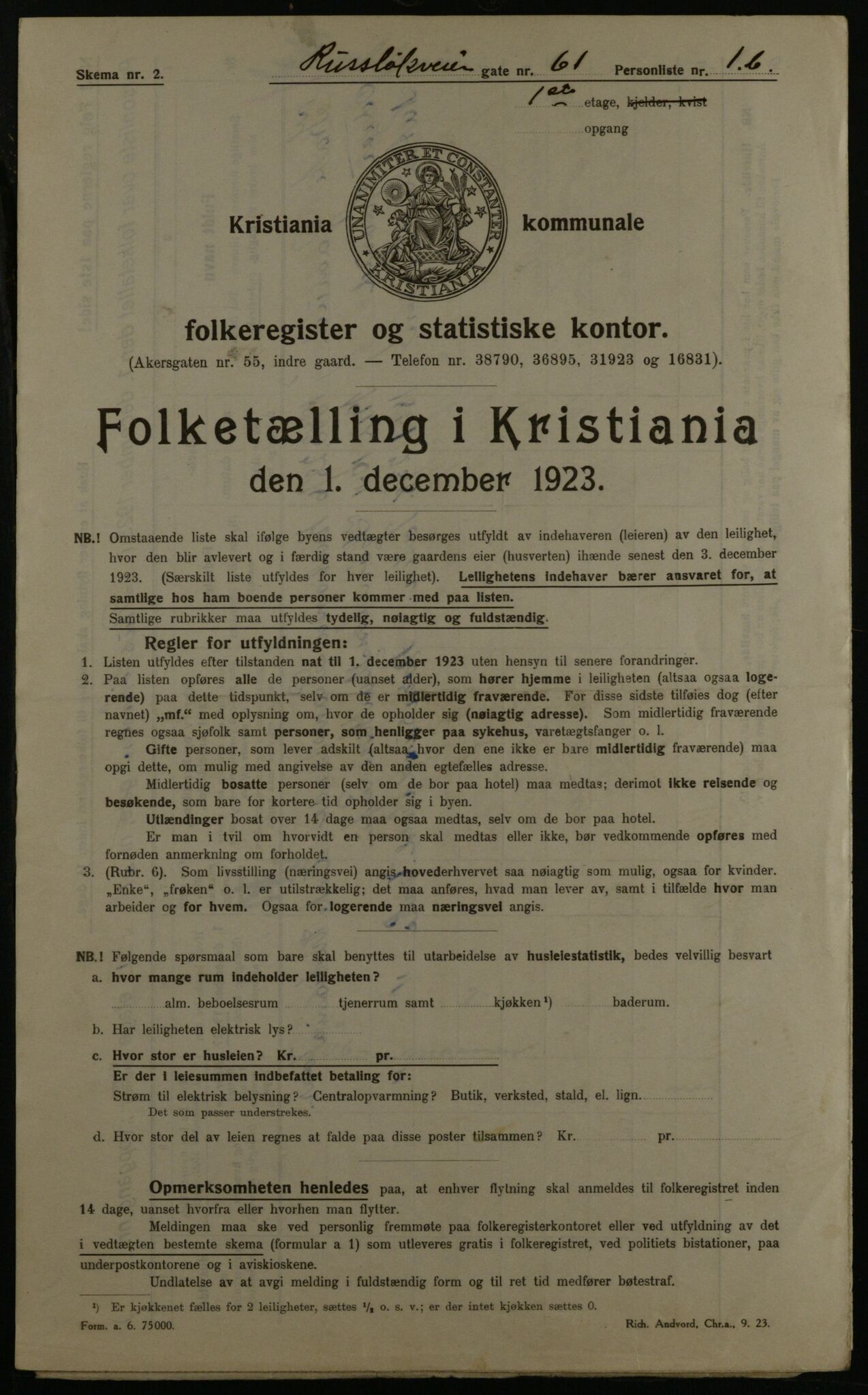 OBA, Kommunal folketelling 1.12.1923 for Kristiania, 1923, s. 94456