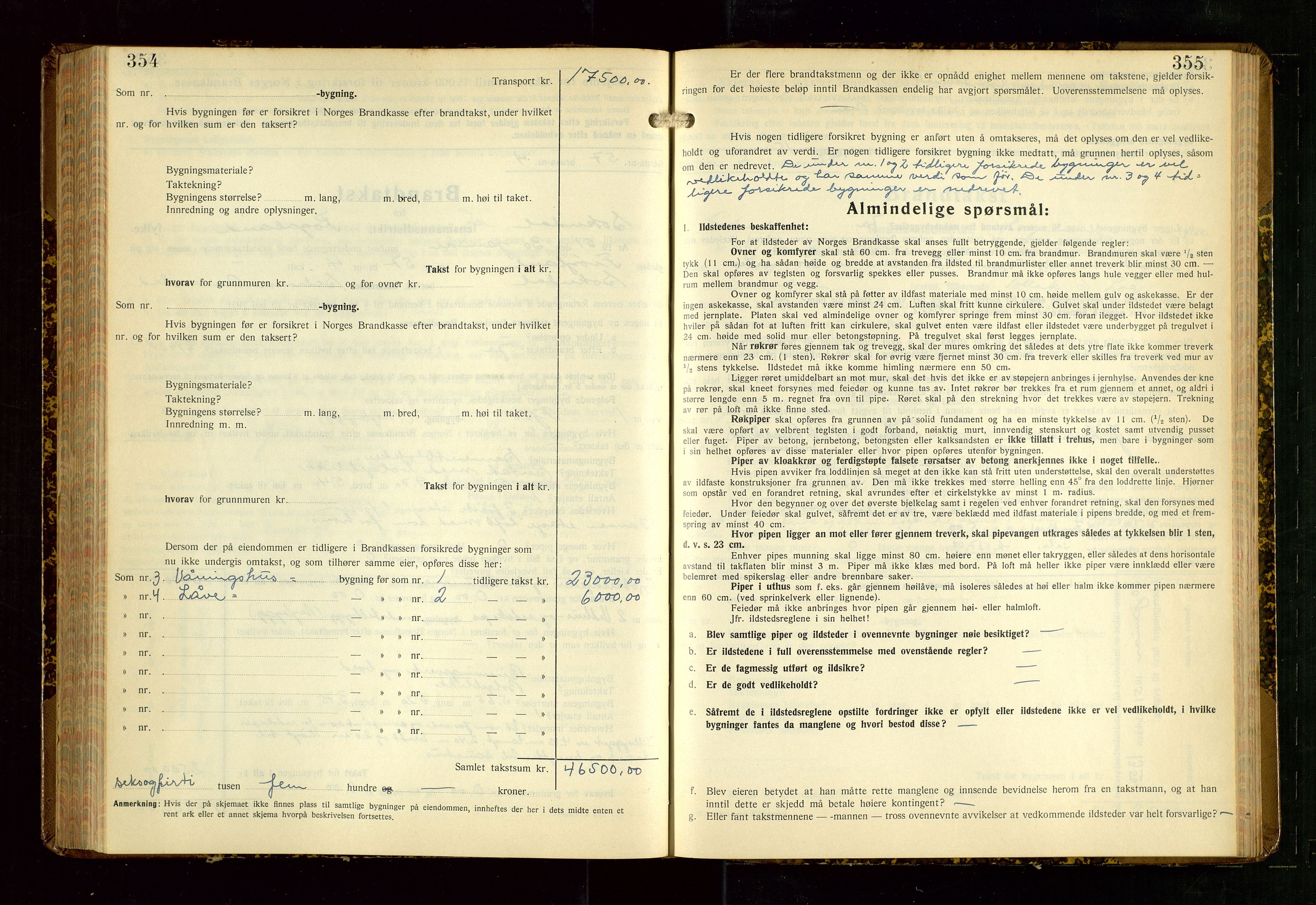 Sokndal lensmannskontor, SAST/A-100417/Gob/L0008: "Brandtakst-Protokoll", 1937-1955, s. 354-355