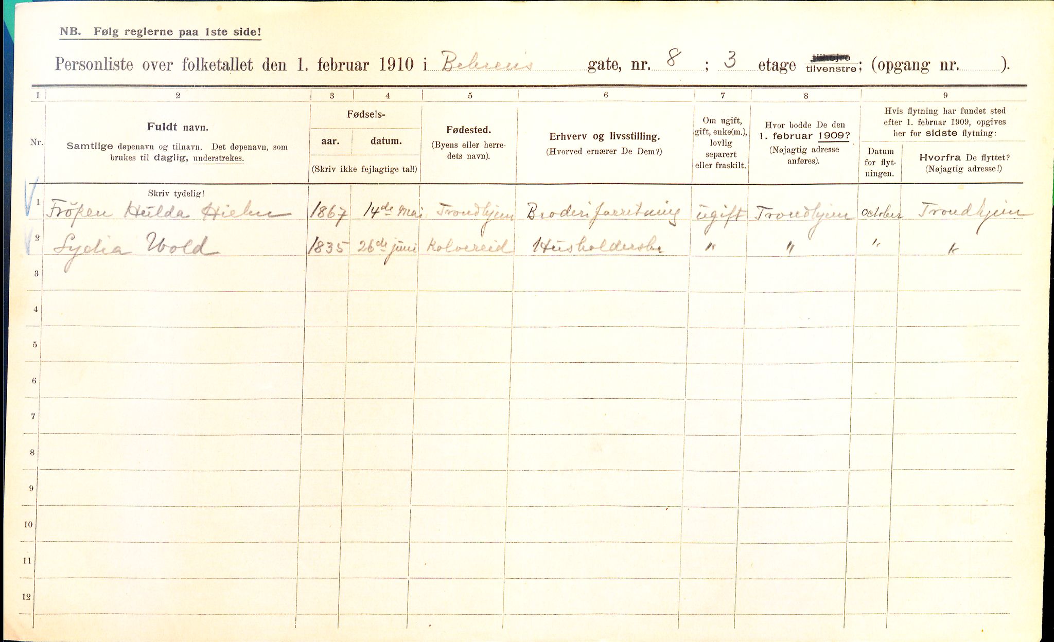 OBA, Kommunal folketelling 1.2.1910 for Kristiania, 1910, s. 3316