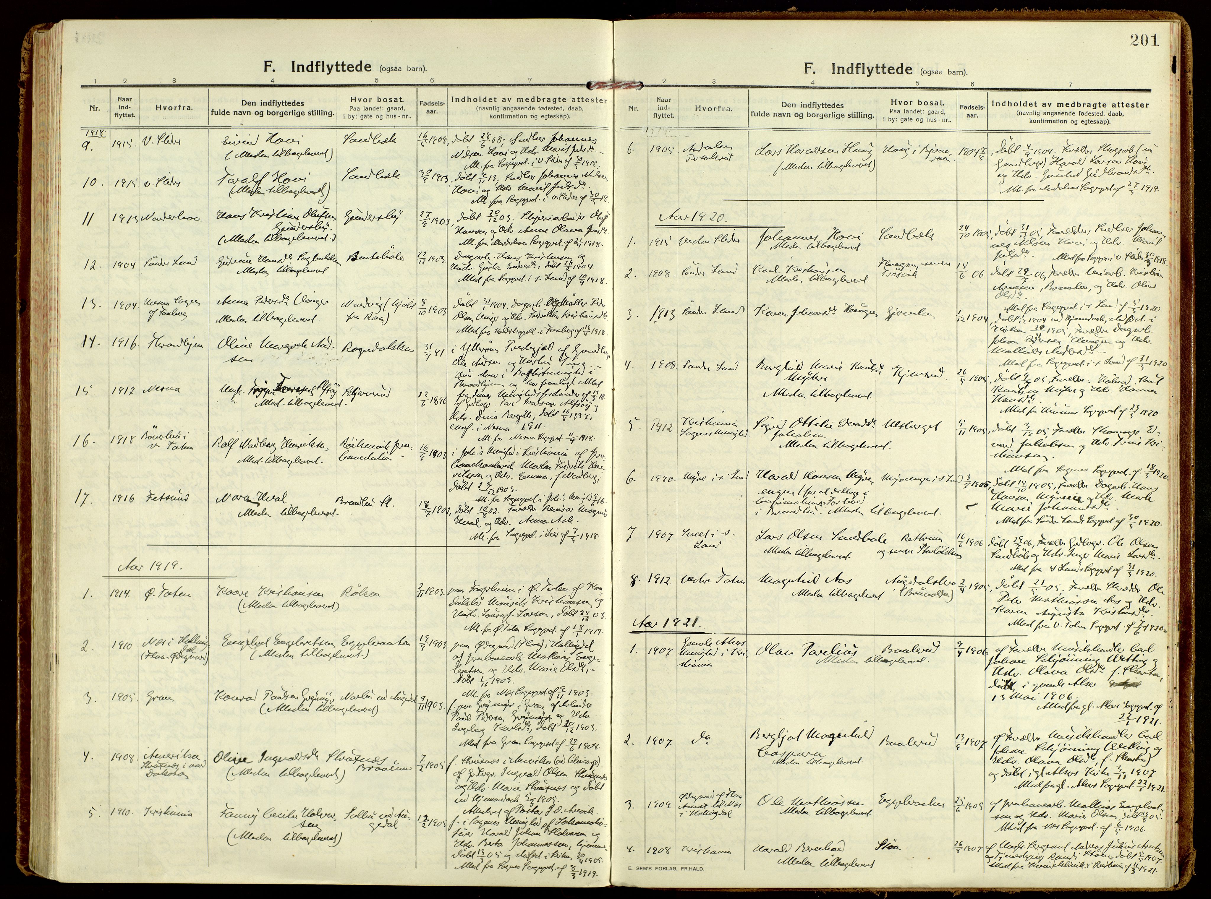Brandbu prestekontor, SAH/PREST-114/H/Ha/Haa/L0004: Ministerialbok nr. 4, 1913-1923, s. 201