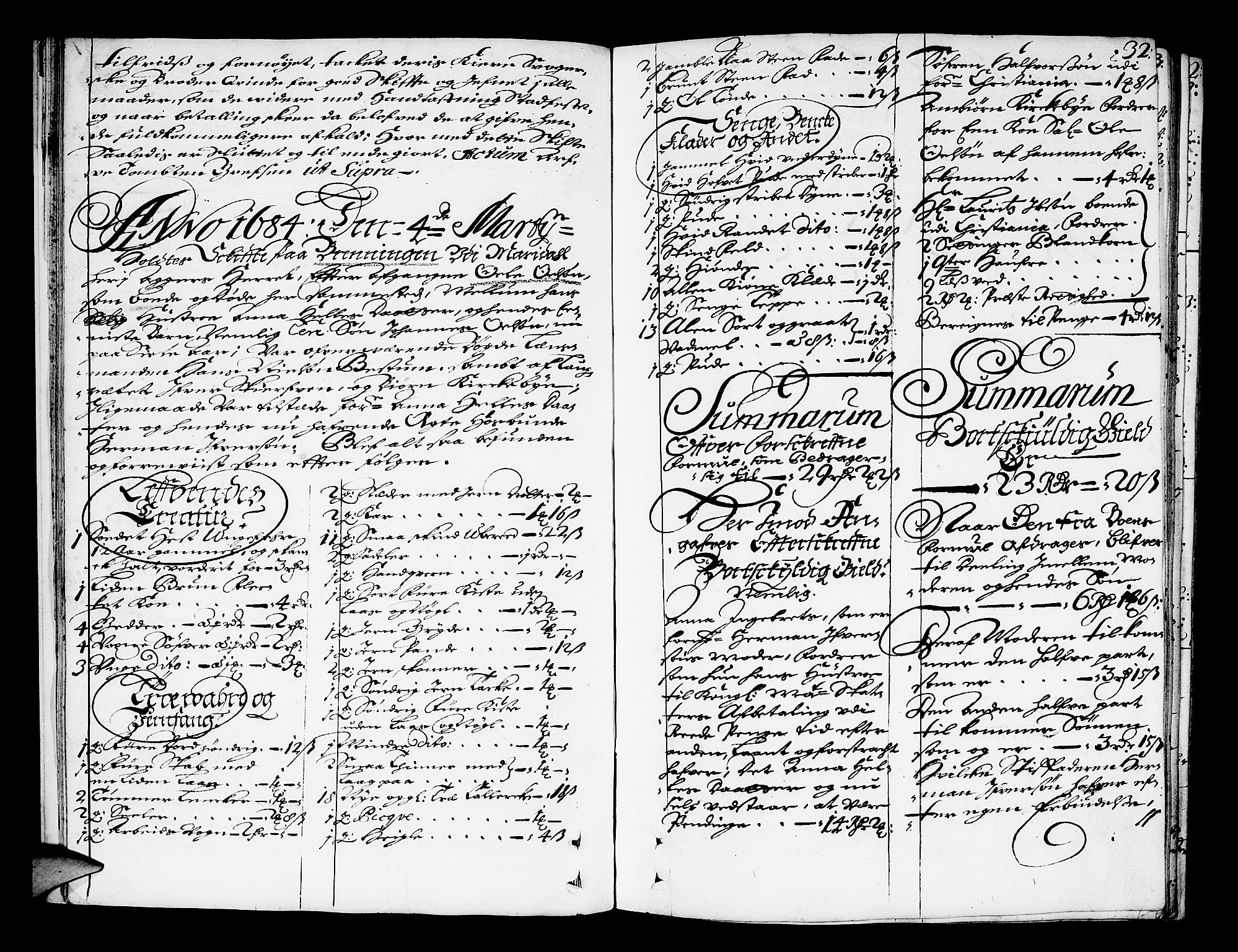 Aker sorenskriveri, AV/SAO-A-10895/H/Hb/L0003: Skifteprotokoll, 1684-1687, s. 31b-32a