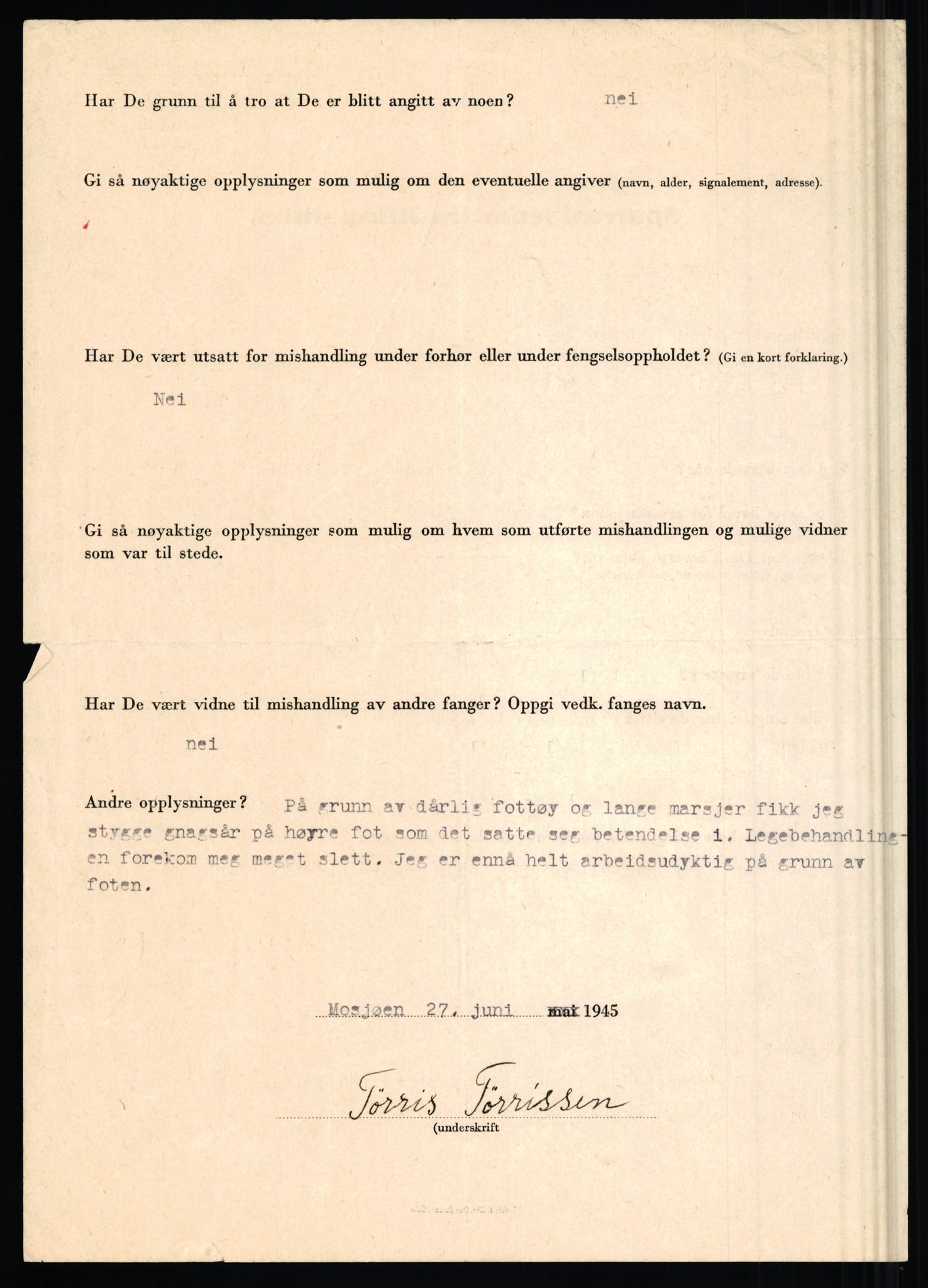 Rikspolitisjefen, AV/RA-S-1560/L/L0017: Tidemann, Hermann G. - Veum, Tjostolv, 1940-1945, s. 685