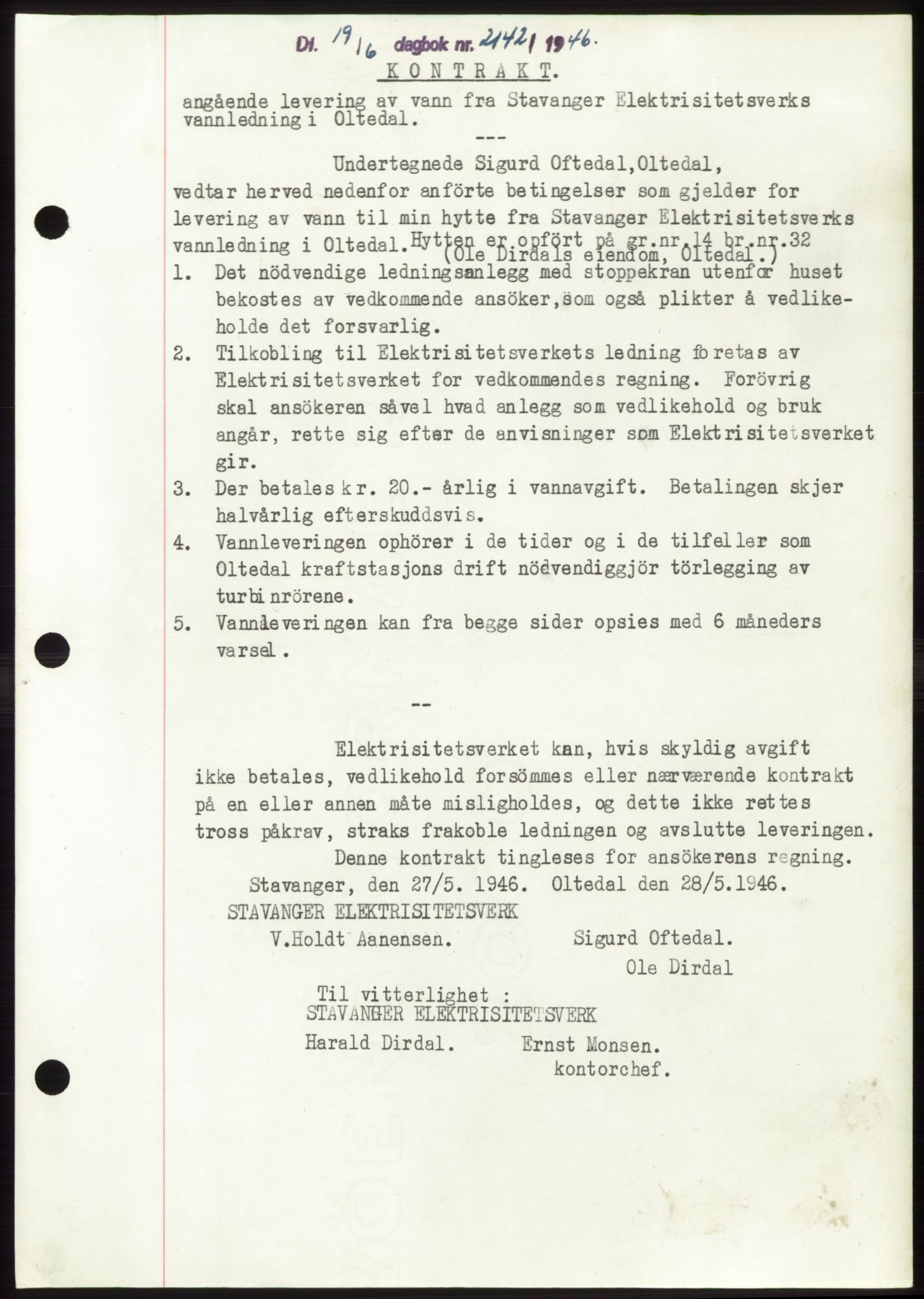 Jæren sorenskriveri, SAST/A-100310/03/G/Gba/L0090: Pantebok, 1946-1946, Dagboknr: 2142/1946