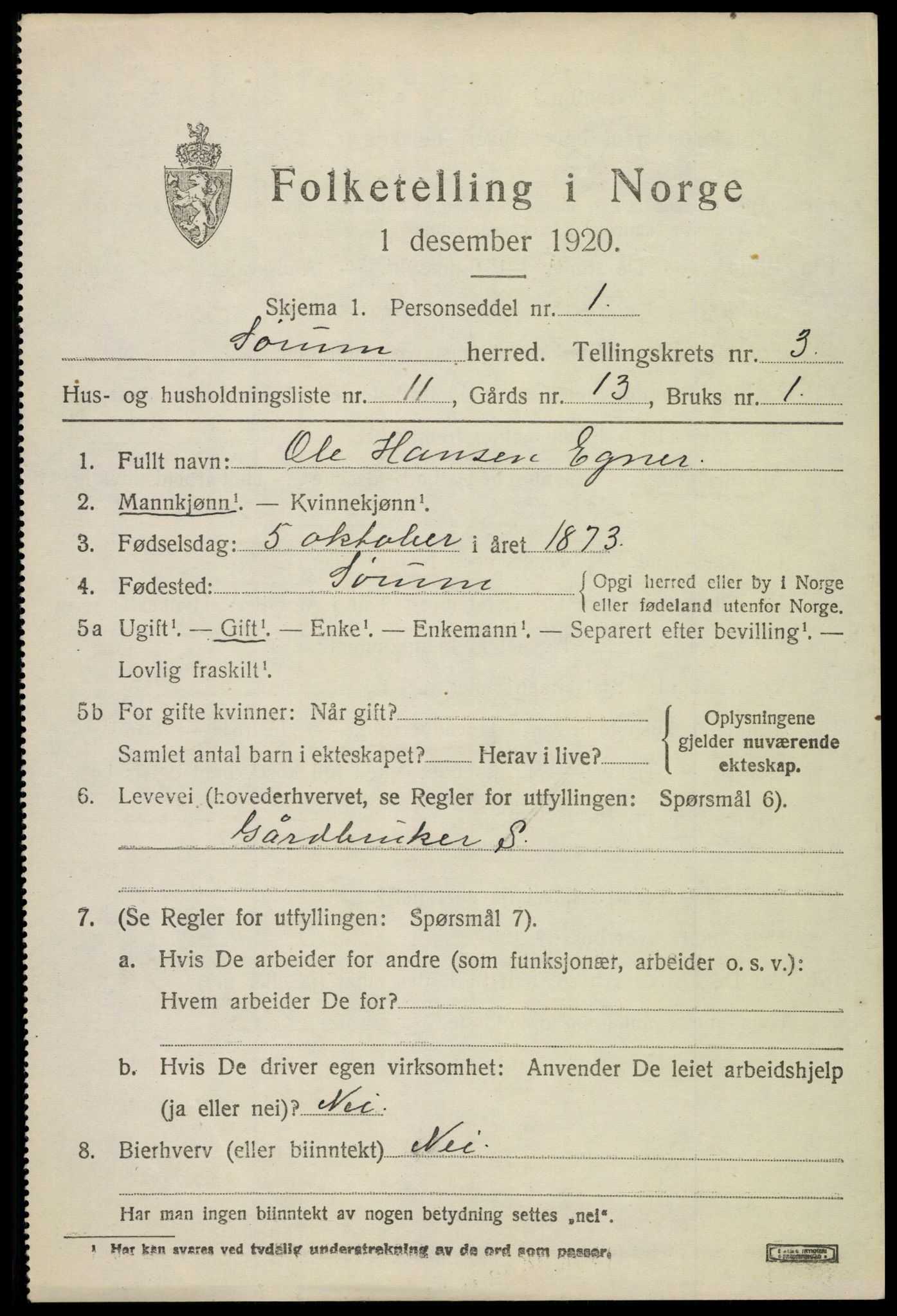 SAO, Folketelling 1920 for 0226 Sørum herred, 1920, s. 2283