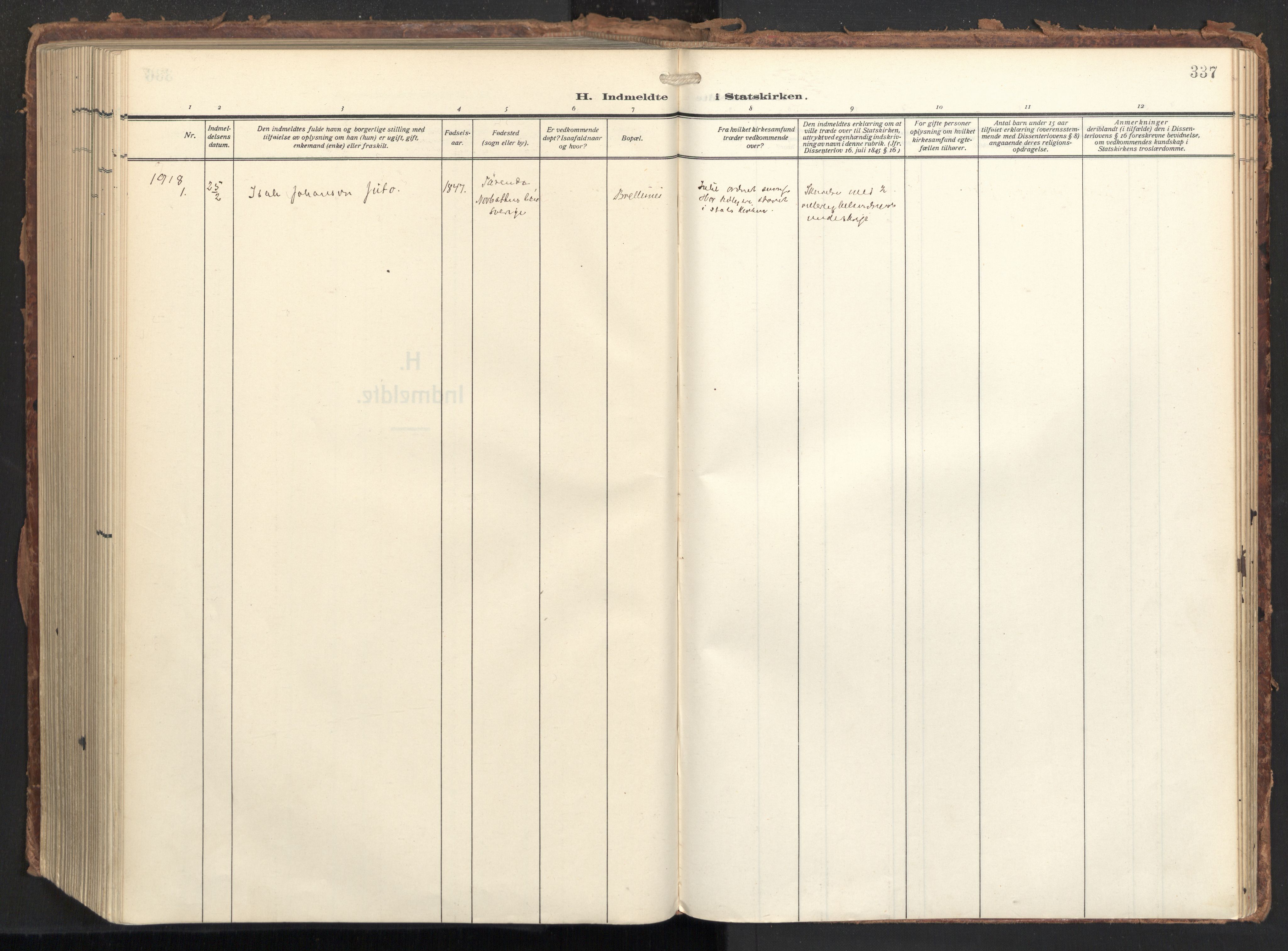 Ministerialprotokoller, klokkerbøker og fødselsregistre - Nordland, SAT/A-1459/874/L1064: Ministerialbok nr. 874A08, 1915-1926, s. 337