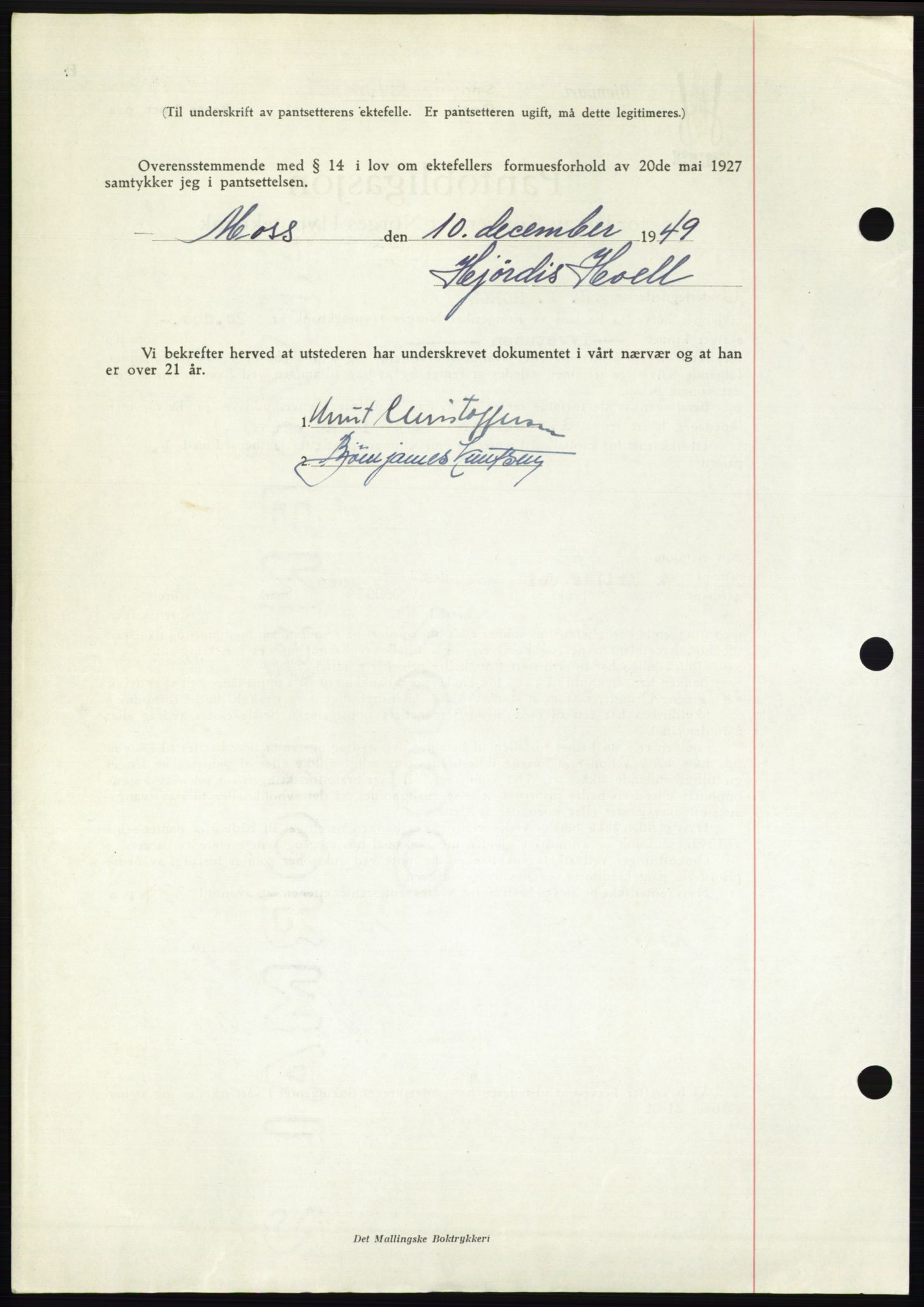 Moss sorenskriveri, SAO/A-10168: Pantebok nr. B23, 1949-1950, Dagboknr: 3887/1949