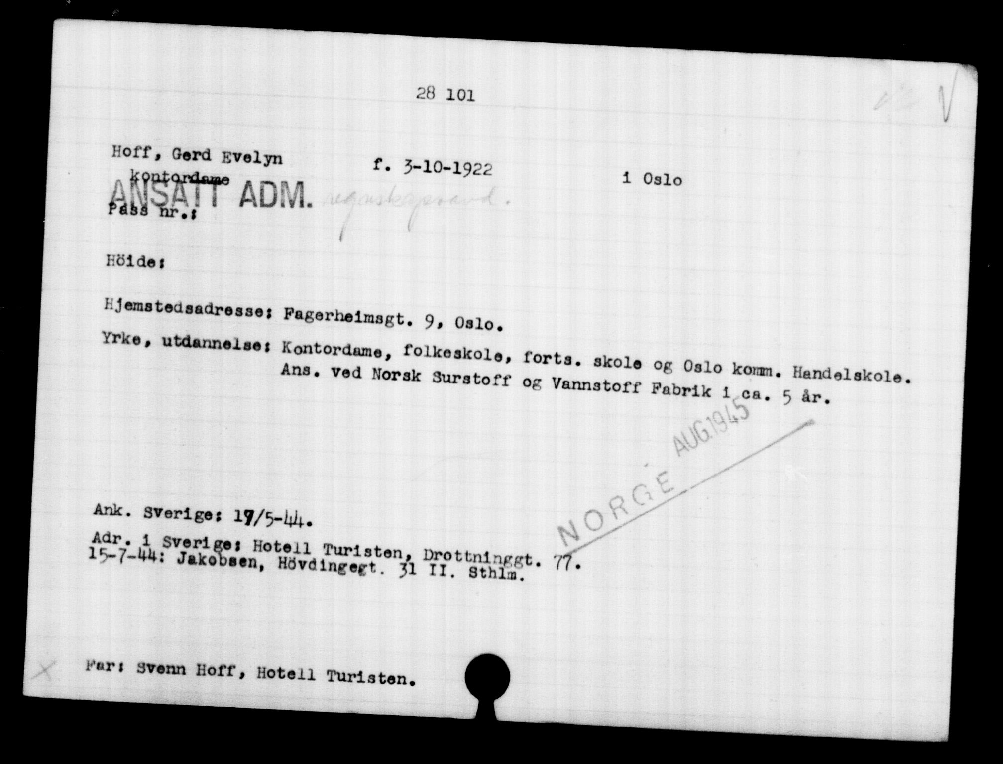 Den Kgl. Norske Legasjons Flyktningskontor, AV/RA-S-6753/V/Va/L0011: Kjesäterkartoteket.  Flyktningenr. 25300-28349, 1940-1945, s. 2983