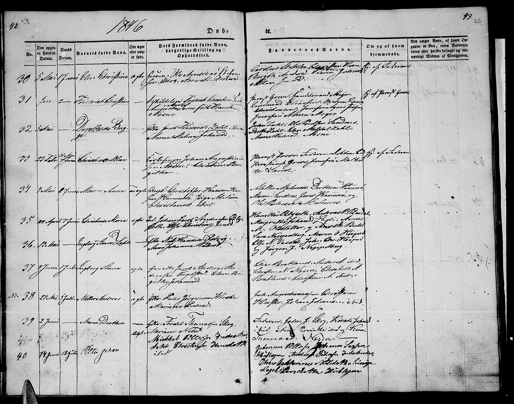 Ministerialprotokoller, klokkerbøker og fødselsregistre - Nordland, AV/SAT-A-1459/838/L0555: Klokkerbok nr. 838C02, 1842-1861, s. 42-43