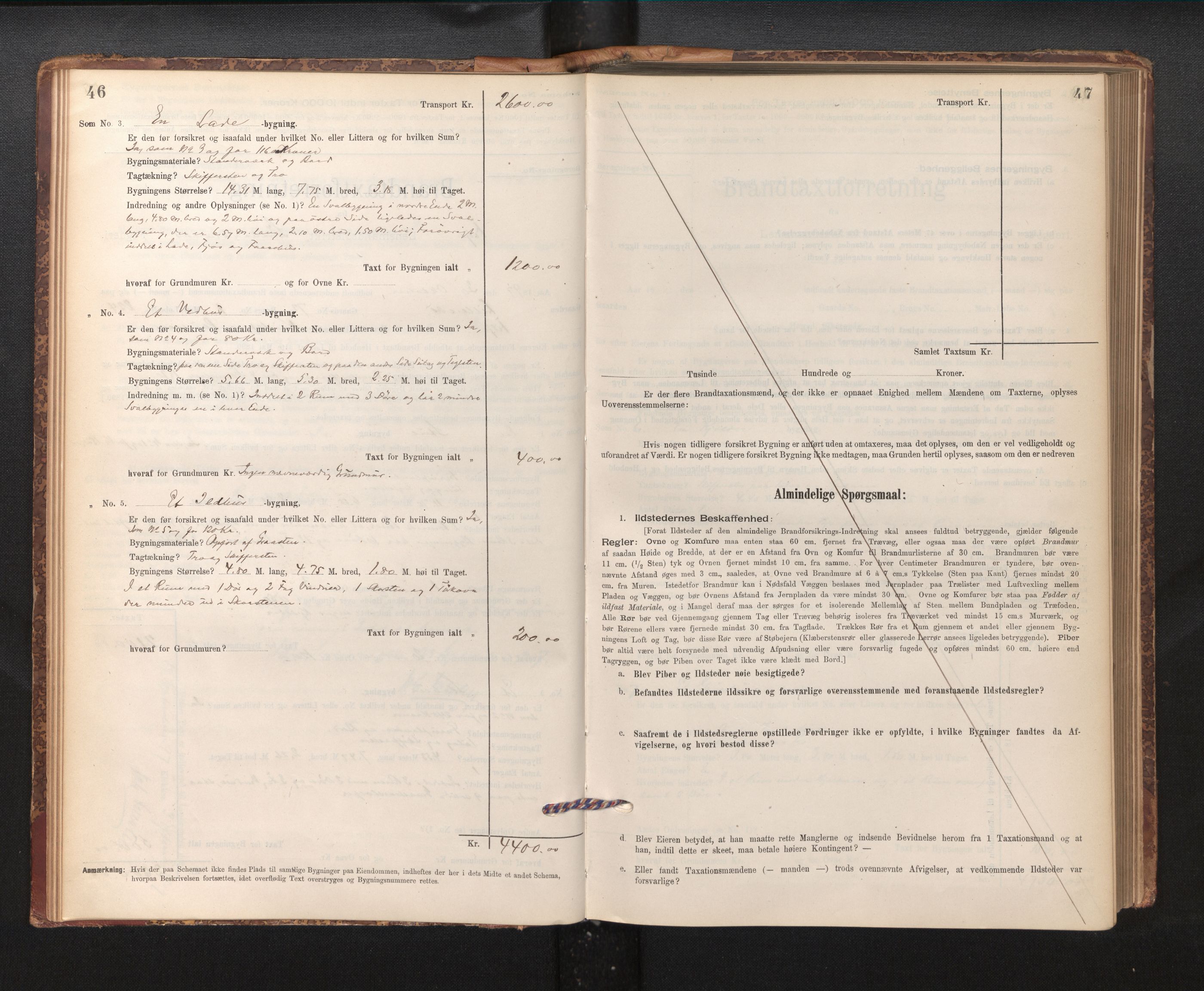 Lensmannen i Fitjar, SAB/A-32001/0012/L0001: Branntakstprotokoll, skjematakst, 1895-1948, s. 46-47