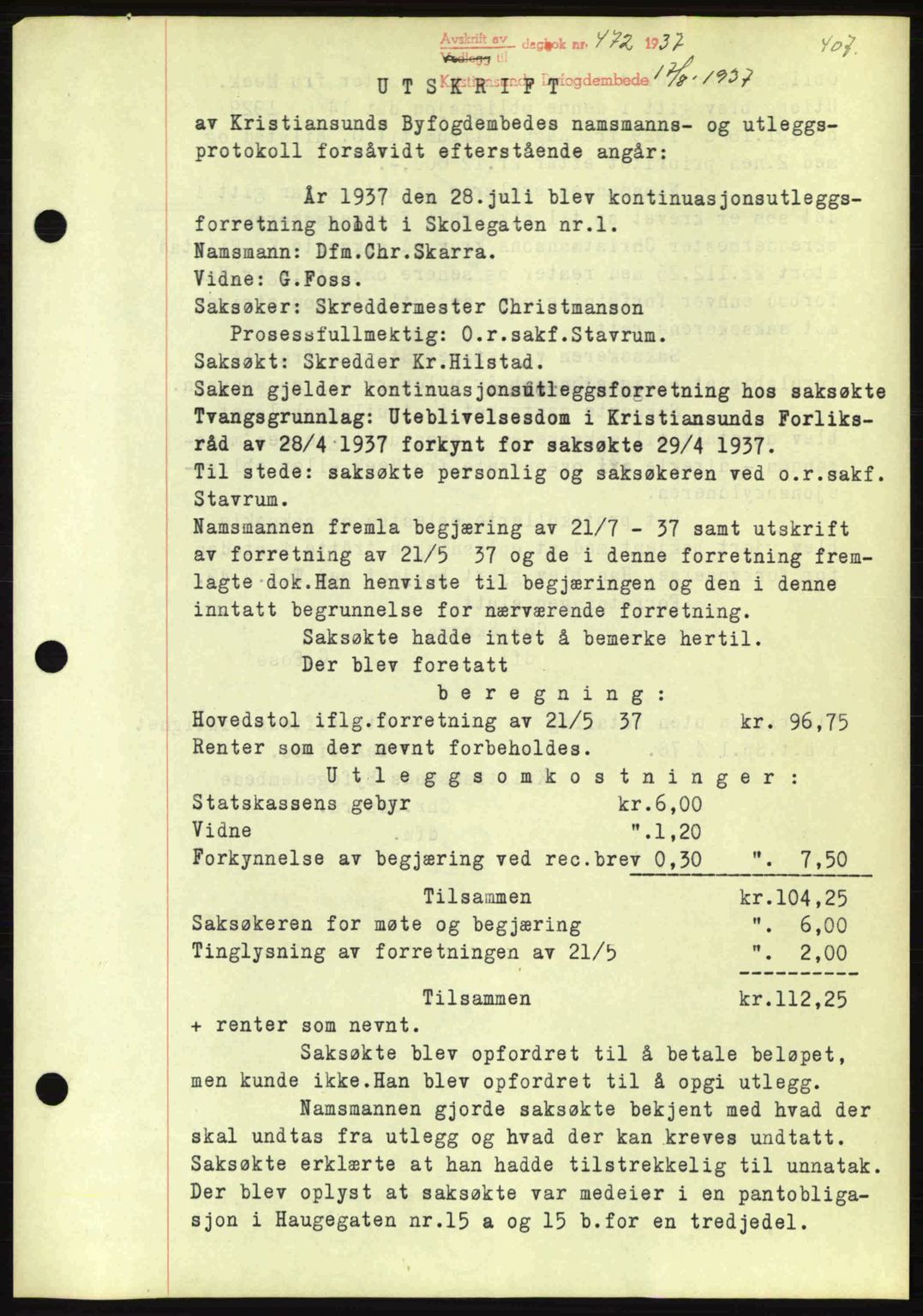 Kristiansund byfogd, AV/SAT-A-4587/A/27: Pantebok nr. 29, 1936-1937, Dagboknr: 472/1937