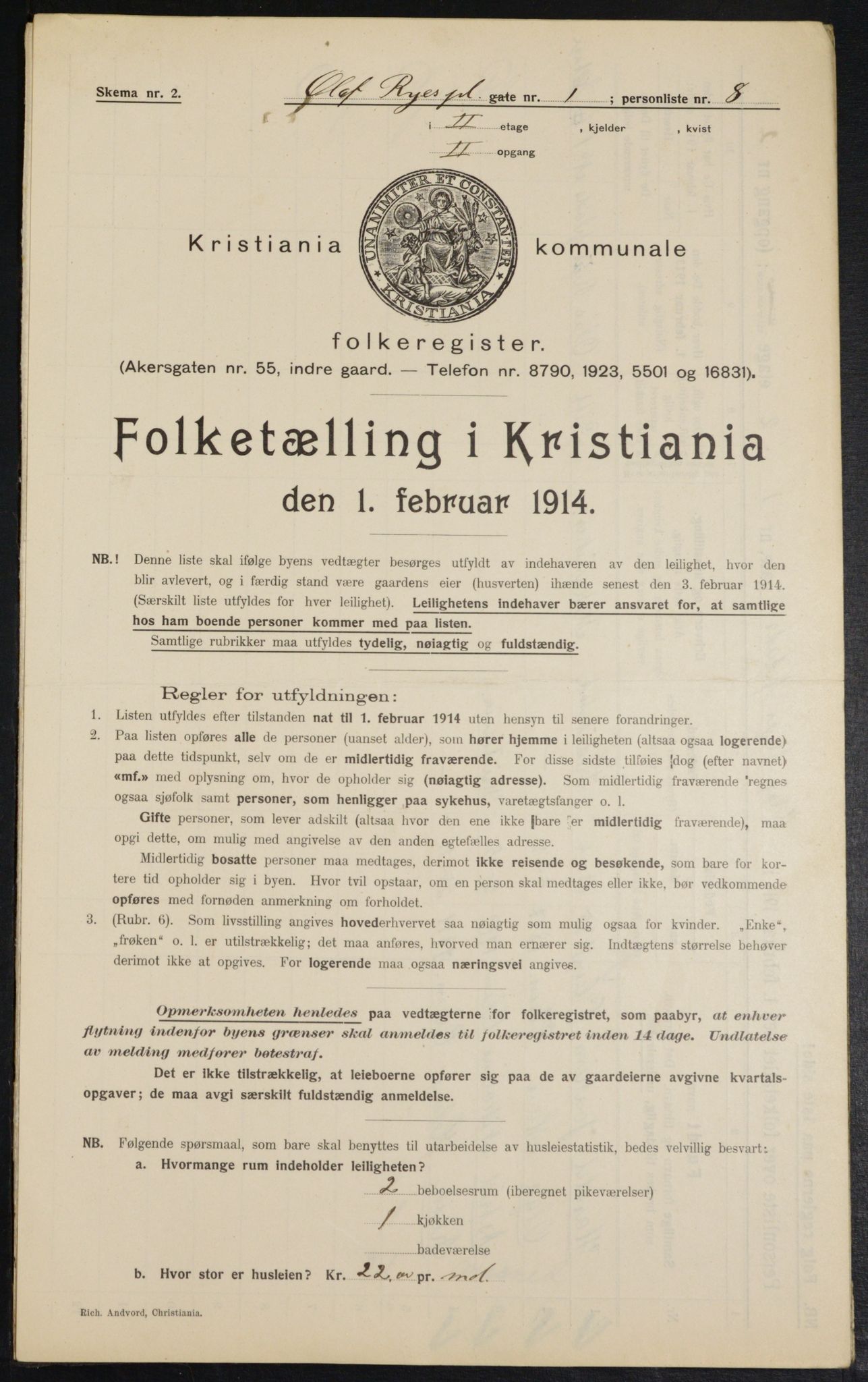 OBA, Kommunal folketelling 1.2.1914 for Kristiania, 1914, s. 75101