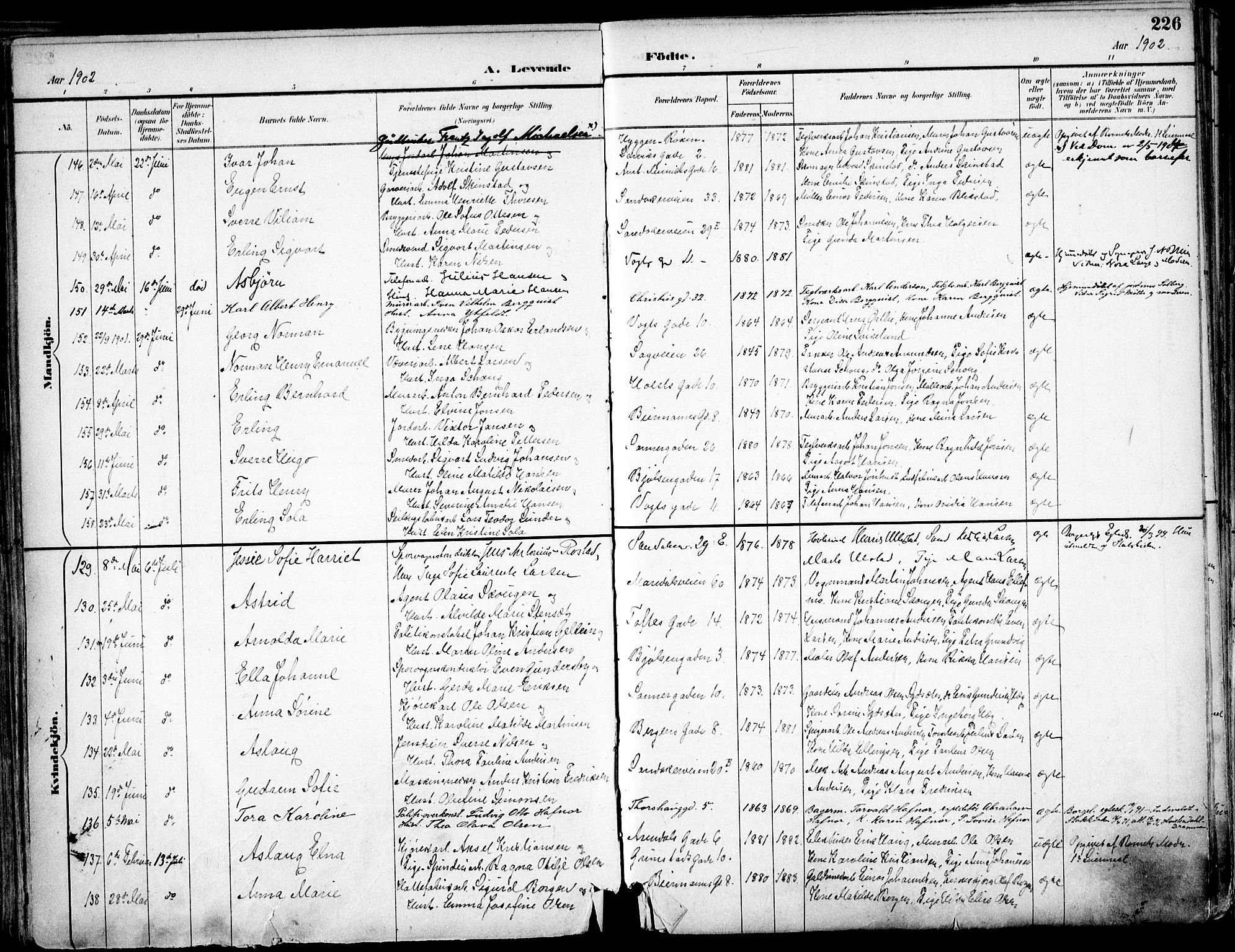 Sagene prestekontor Kirkebøker, AV/SAO-A-10796/F/L0004: Ministerialbok nr. 4, 1894-1904, s. 226