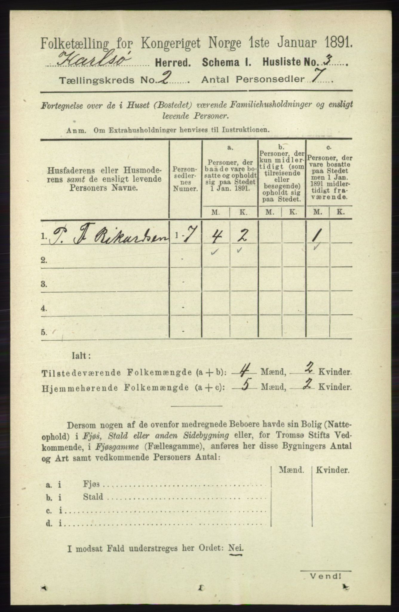 RA, Folketelling 1891 for 1936 Karlsøy herred, 1891, s. 377