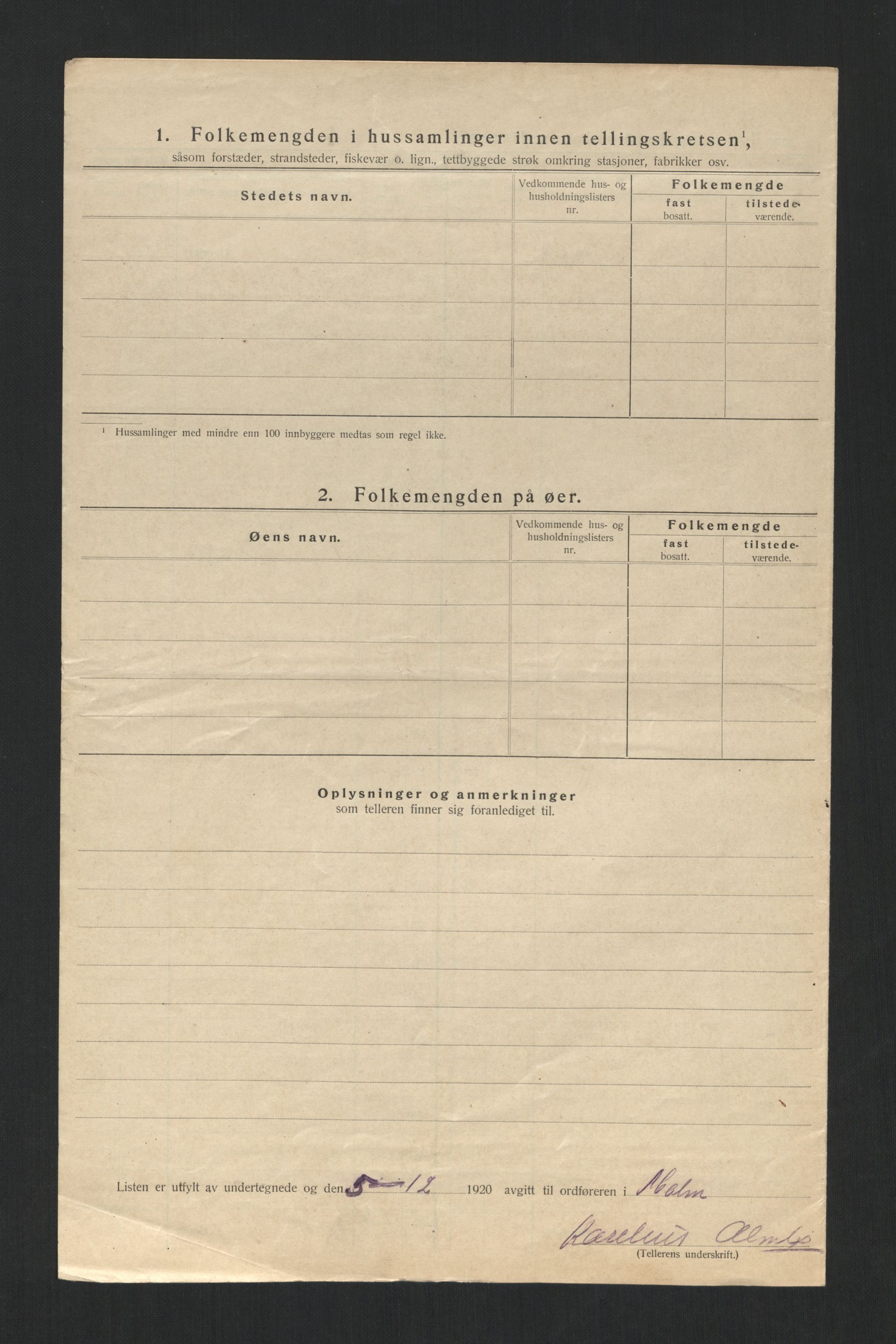 SAT, Folketelling 1920 for 1726 Malm herred, 1920, s. 18