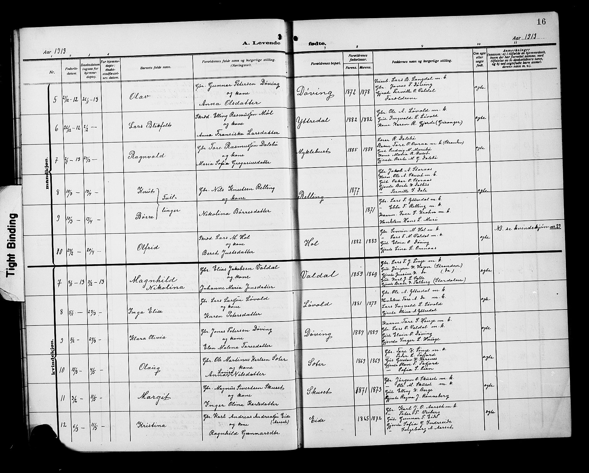 Ministerialprotokoller, klokkerbøker og fødselsregistre - Møre og Romsdal, SAT/A-1454/519/L0265: Klokkerbok nr. 519C06, 1911-1921, s. 16