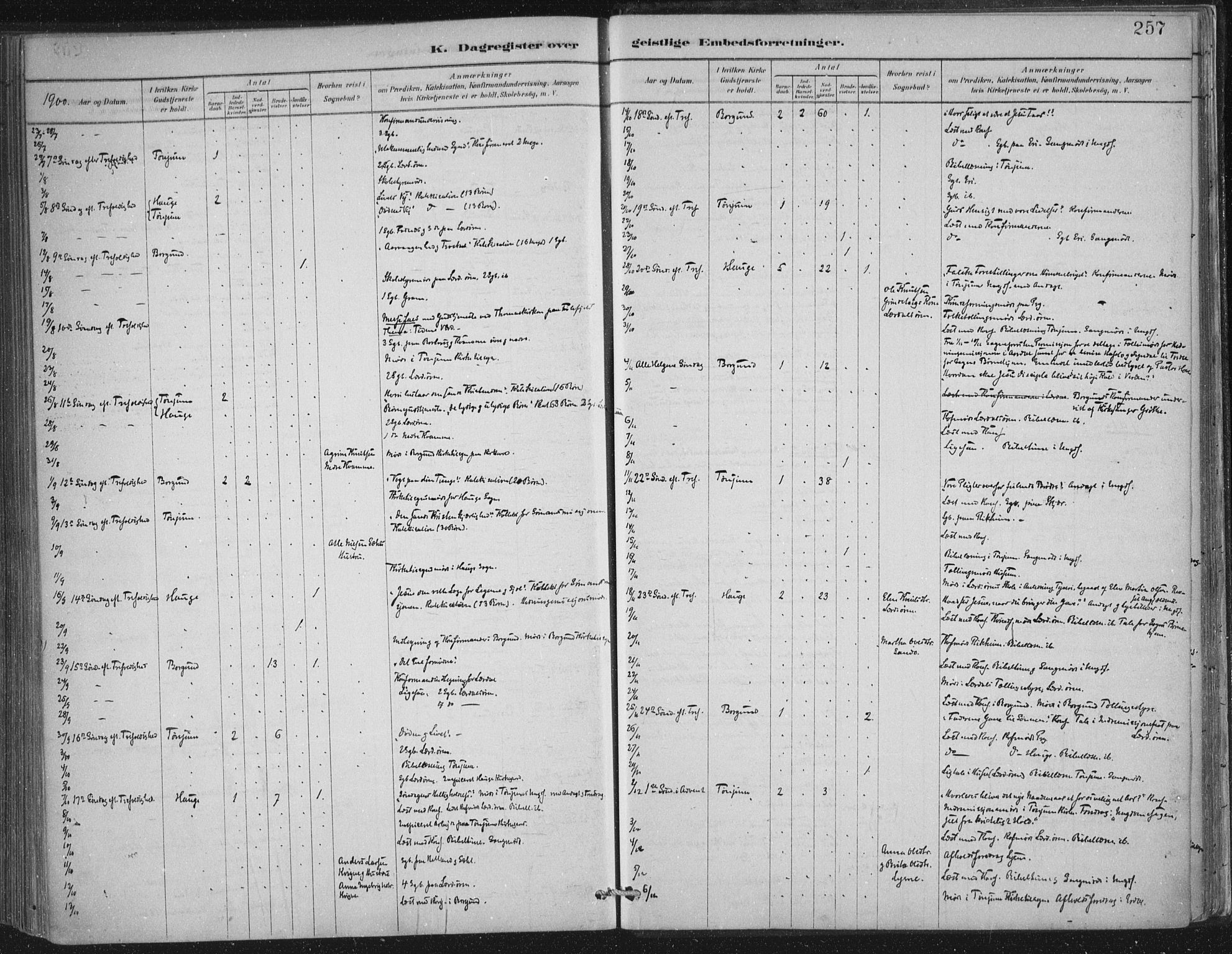 Lærdal sokneprestembete, SAB/A-81201: Ministerialbok nr. D  1, 1878-1908, s. 257